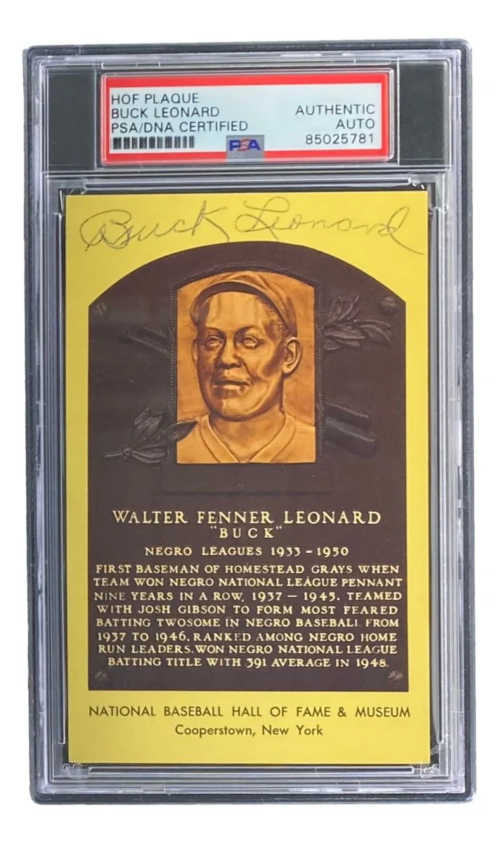 Buck Leonard Signed 4x6 Homestead Grays HOF Plaque Card PSA/DNA 85025781 - Image 3
