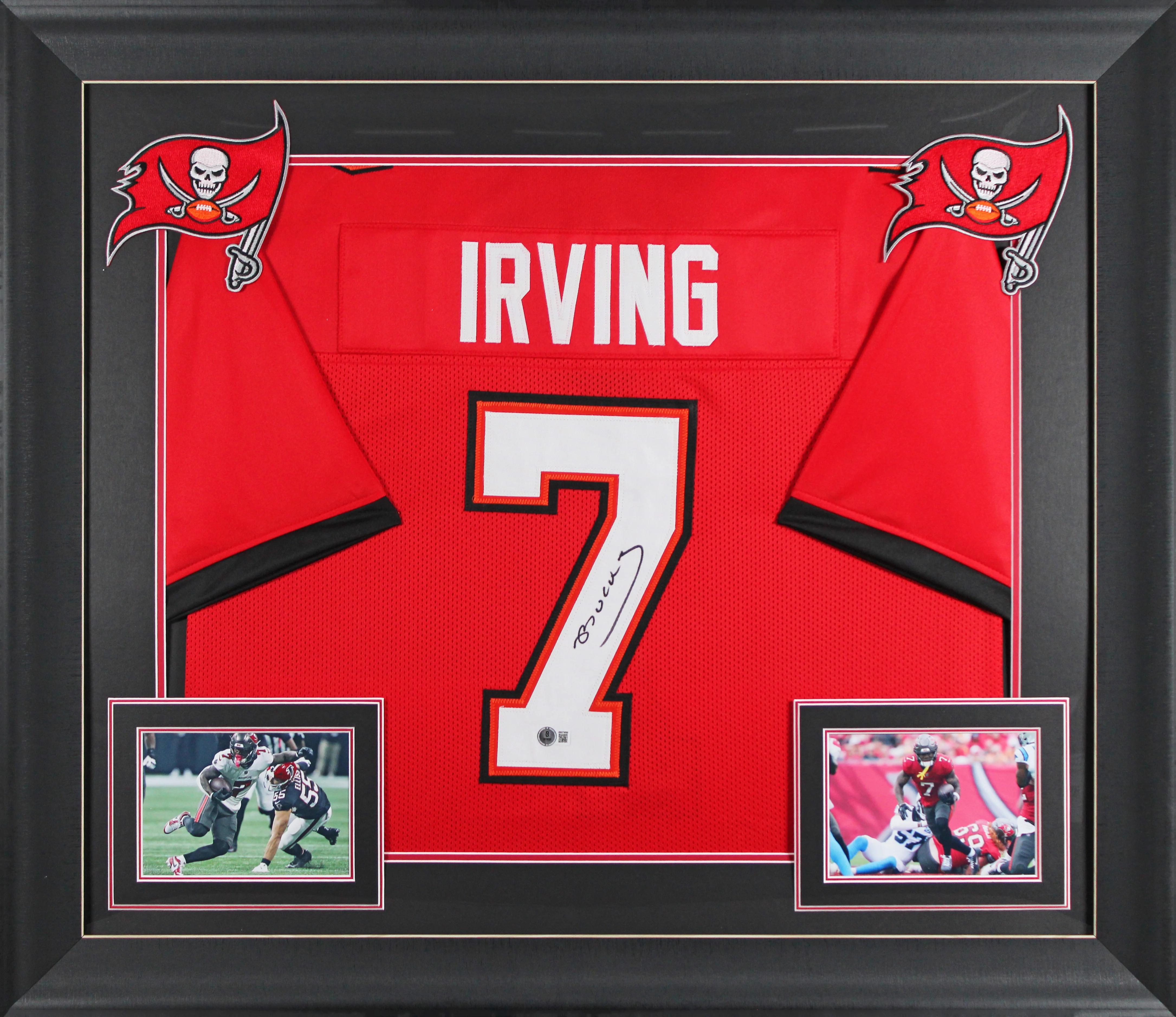 Bucky Irving Authentic Signed Red Pro Style Framed Jersey BAS Witnessed - Image 2