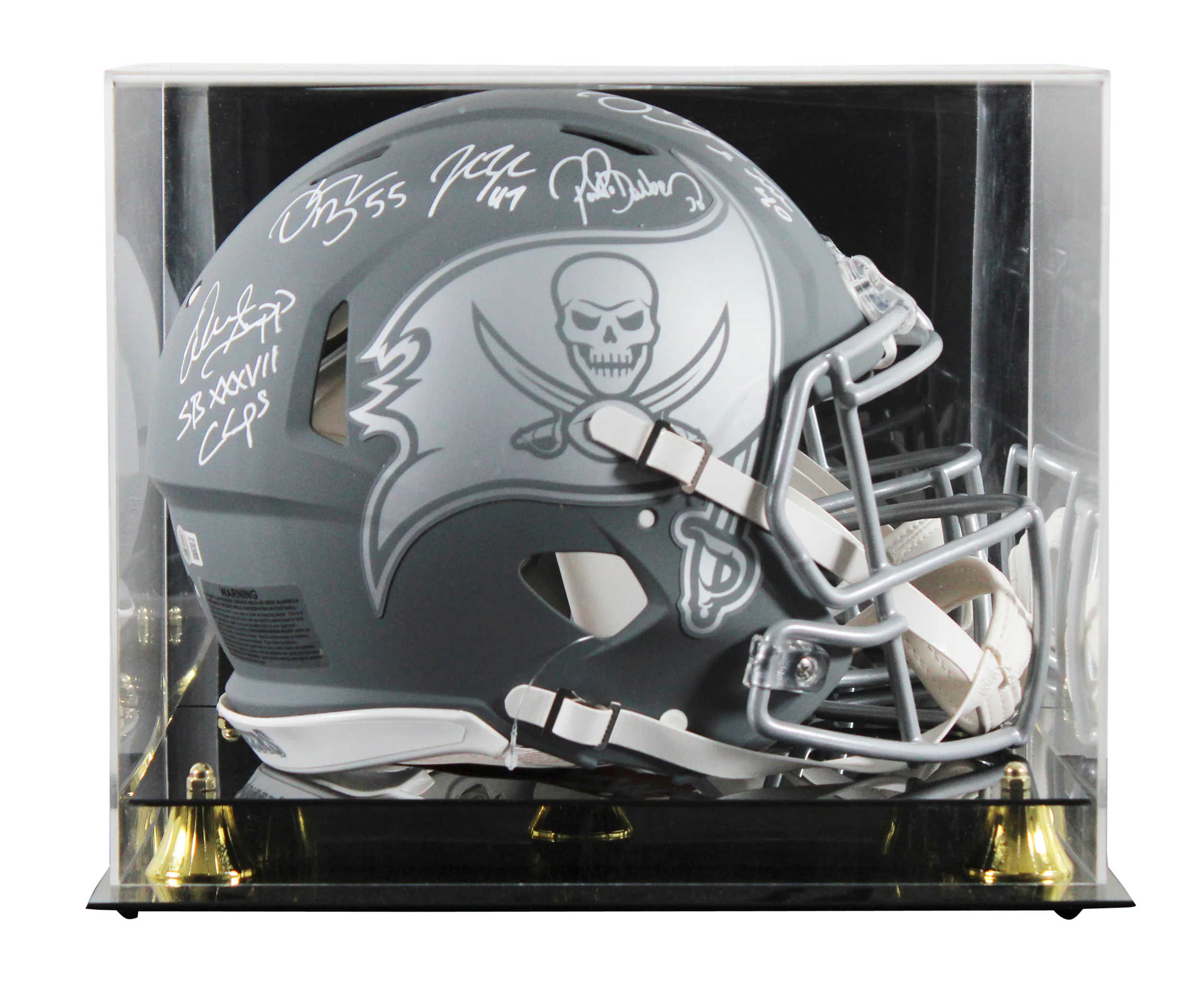 Bucs (5) Lynch, Barber +3 Signed Slate F/S Speed Proline Helmet W/ Case BAS Wit