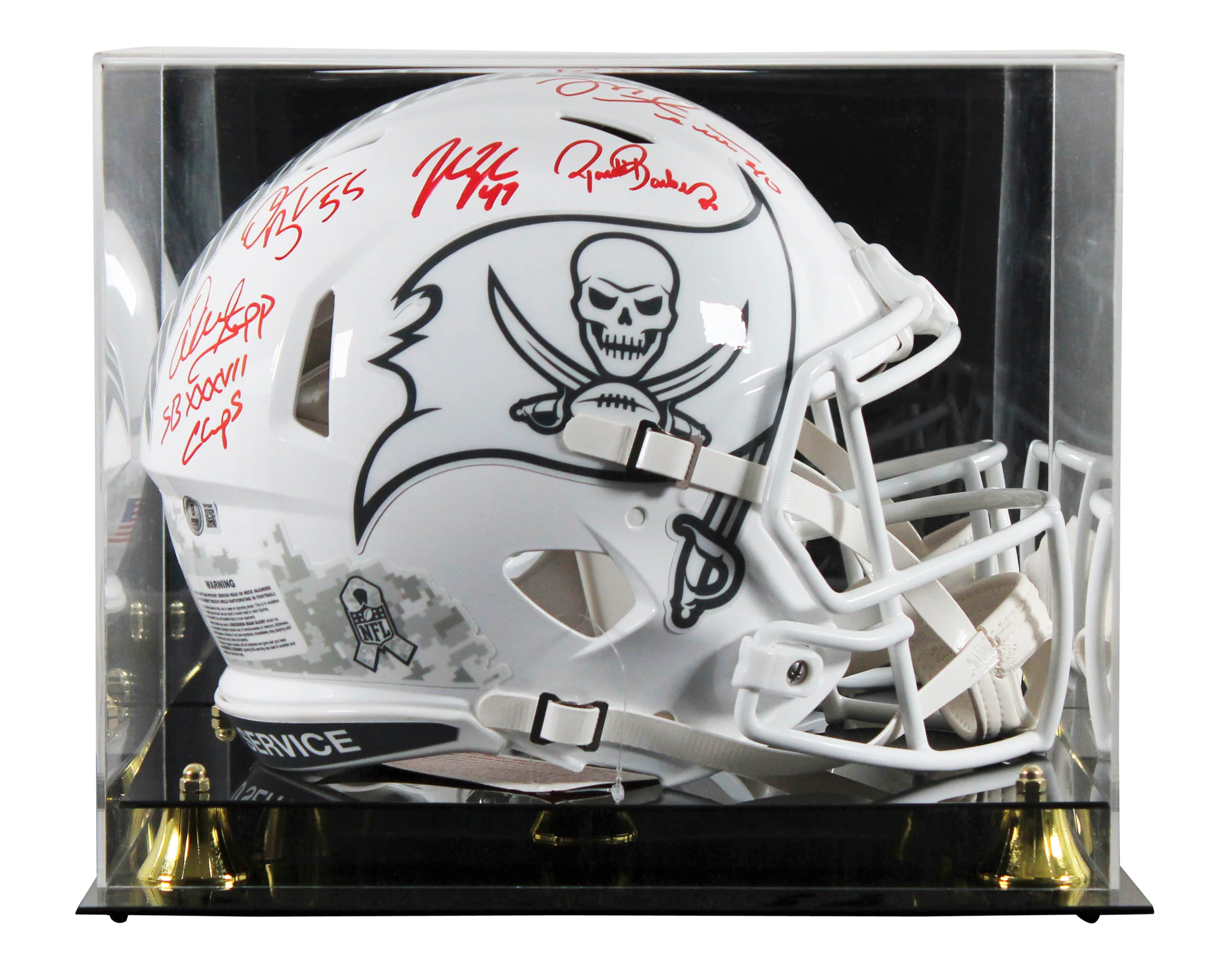 Bucs (5) Lynch, Barber +3 Signed STS III F/S Speed Proline Helmet W/ Case BAS W - Image 2