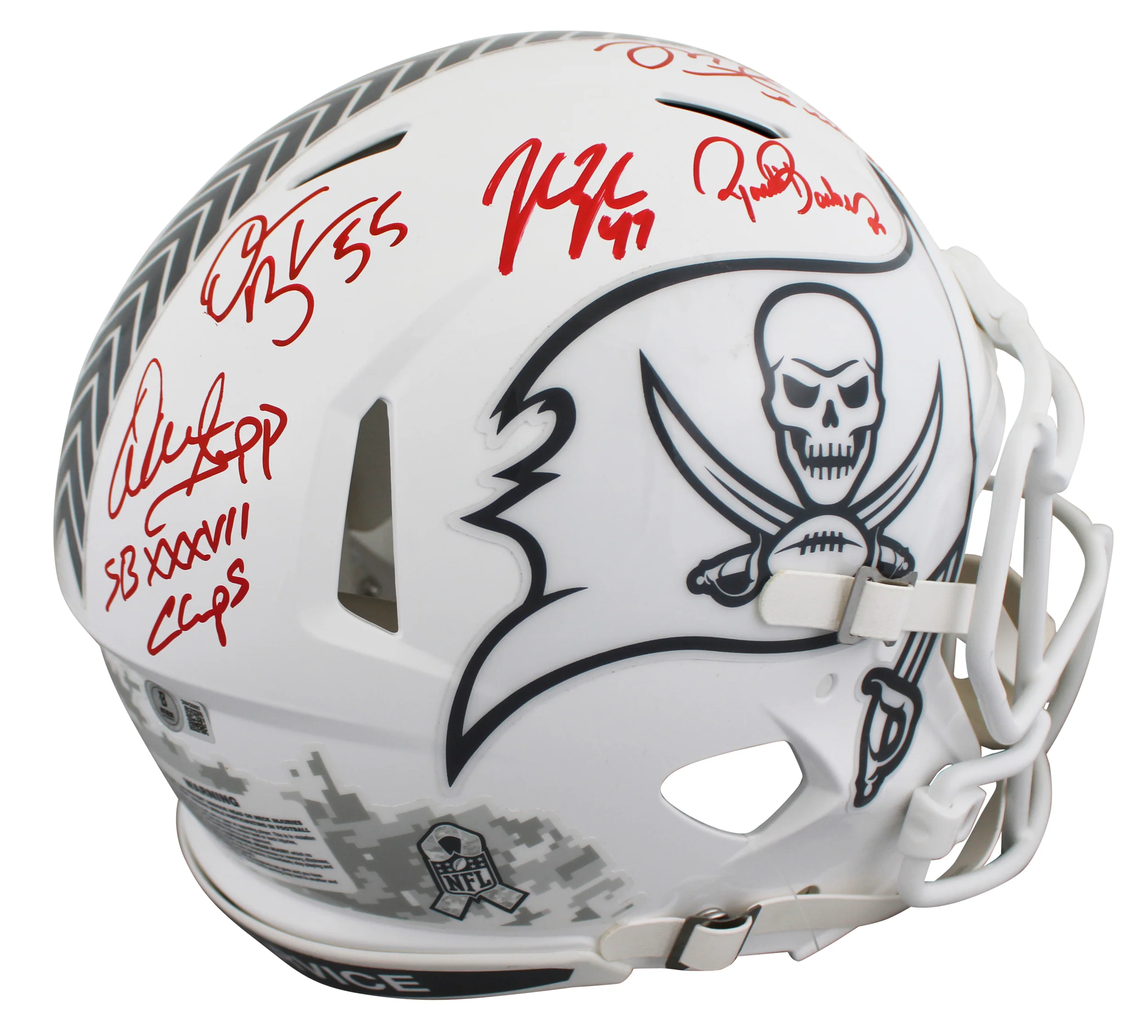 Bucs (5) Lynch, Barber +3 Signed STS III F/S Speed Proline Helmet W/ Case BAS W - Image 4