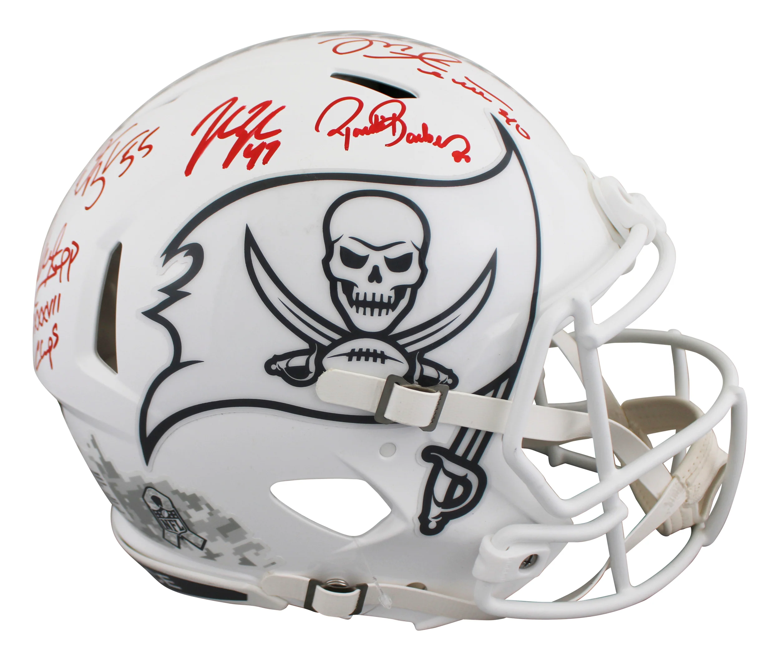 Bucs (5) Lynch, Barber, Alstott +2 Signed STS III F/S Speed Proline Helmet BAS W