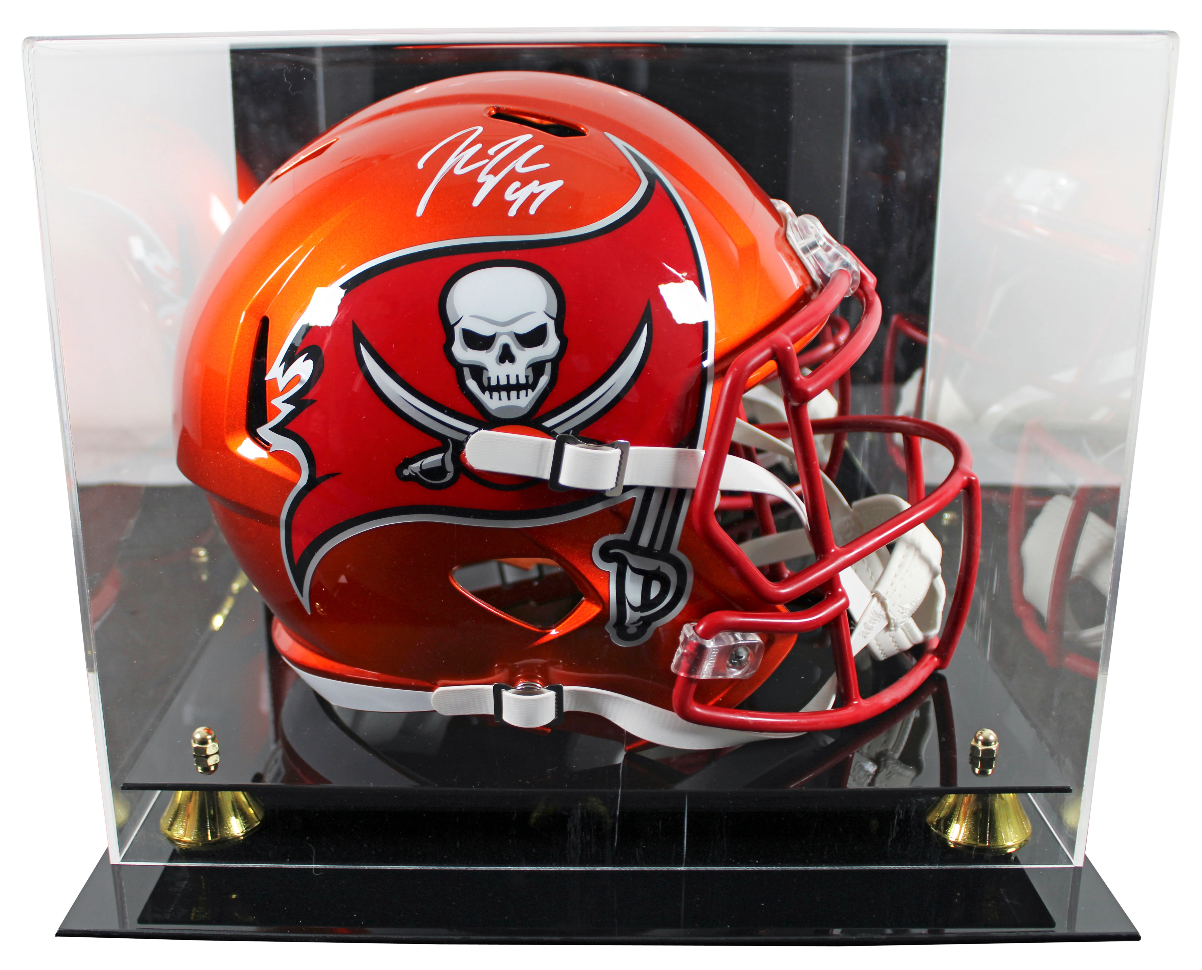 Bucs John Lynch Authentic Signed Flash Full Size Speed Rep Helmet w/ Case BAS W - Image 2