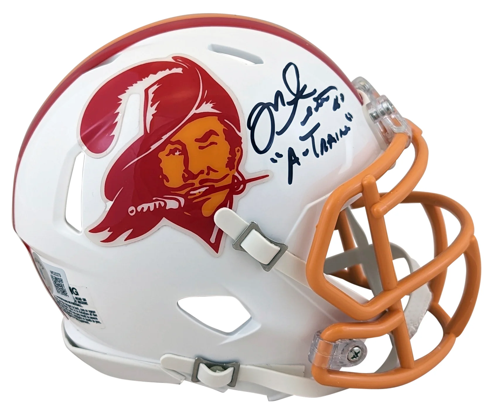 Bucs Mike Alstott "A-Train" Signed 1976-96 TB Speed Mini Helmet W/ Case BAS Wit - Image 3