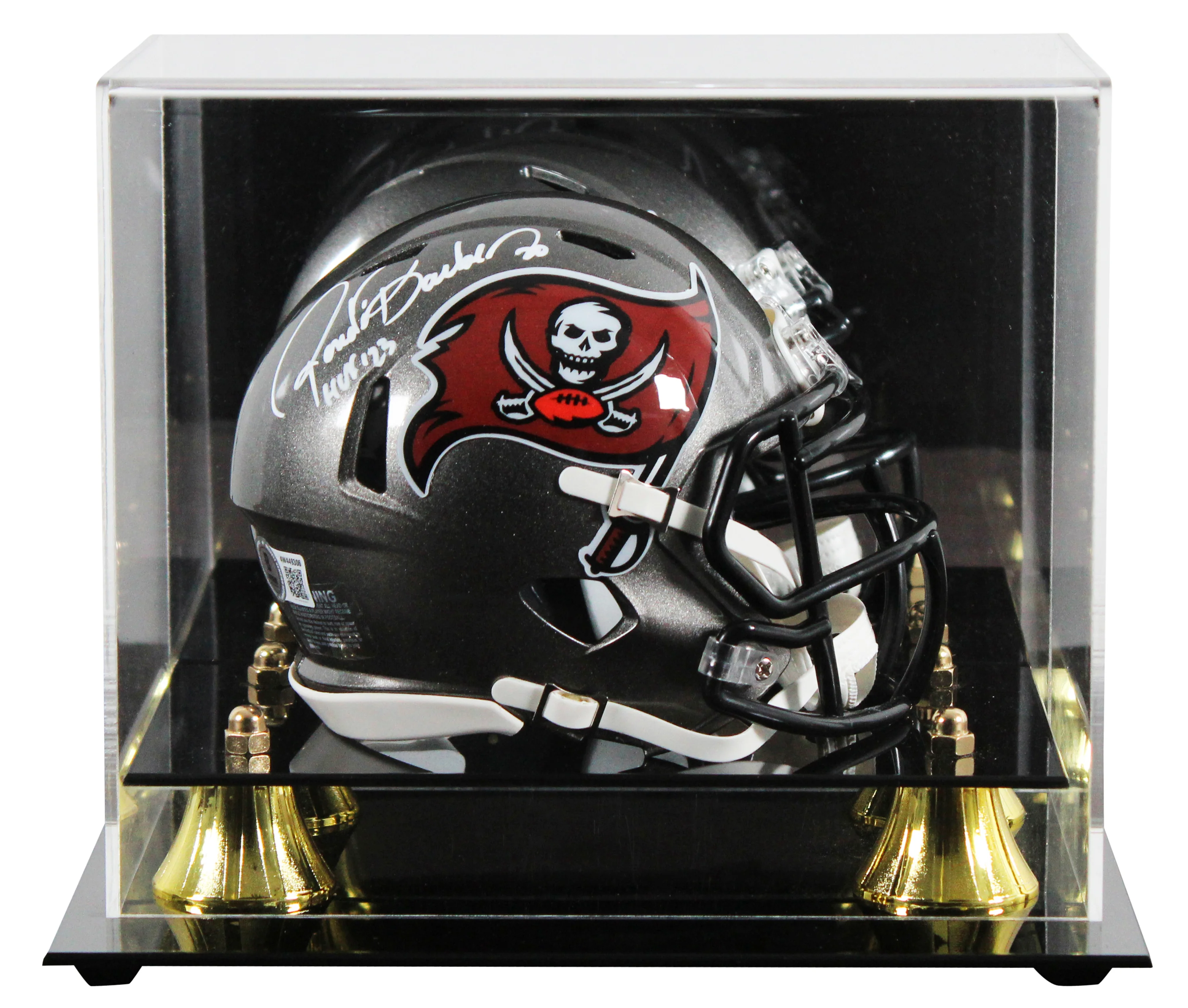 Bucs Ronde Barber "HOF 23" Signed 1997-13 TB Speed Mini Helmet W/ Case BAS Wit - Image 2