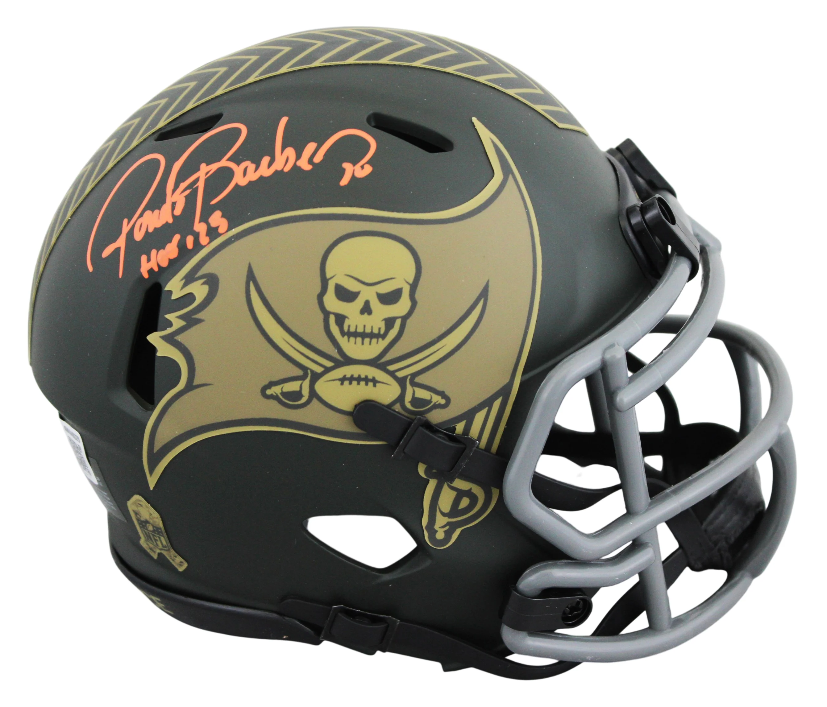 Bucs Ronde Barber "HOF 23" Signed STS IV Speed Mini Helmet W/ Case BAS Witness - Image 3