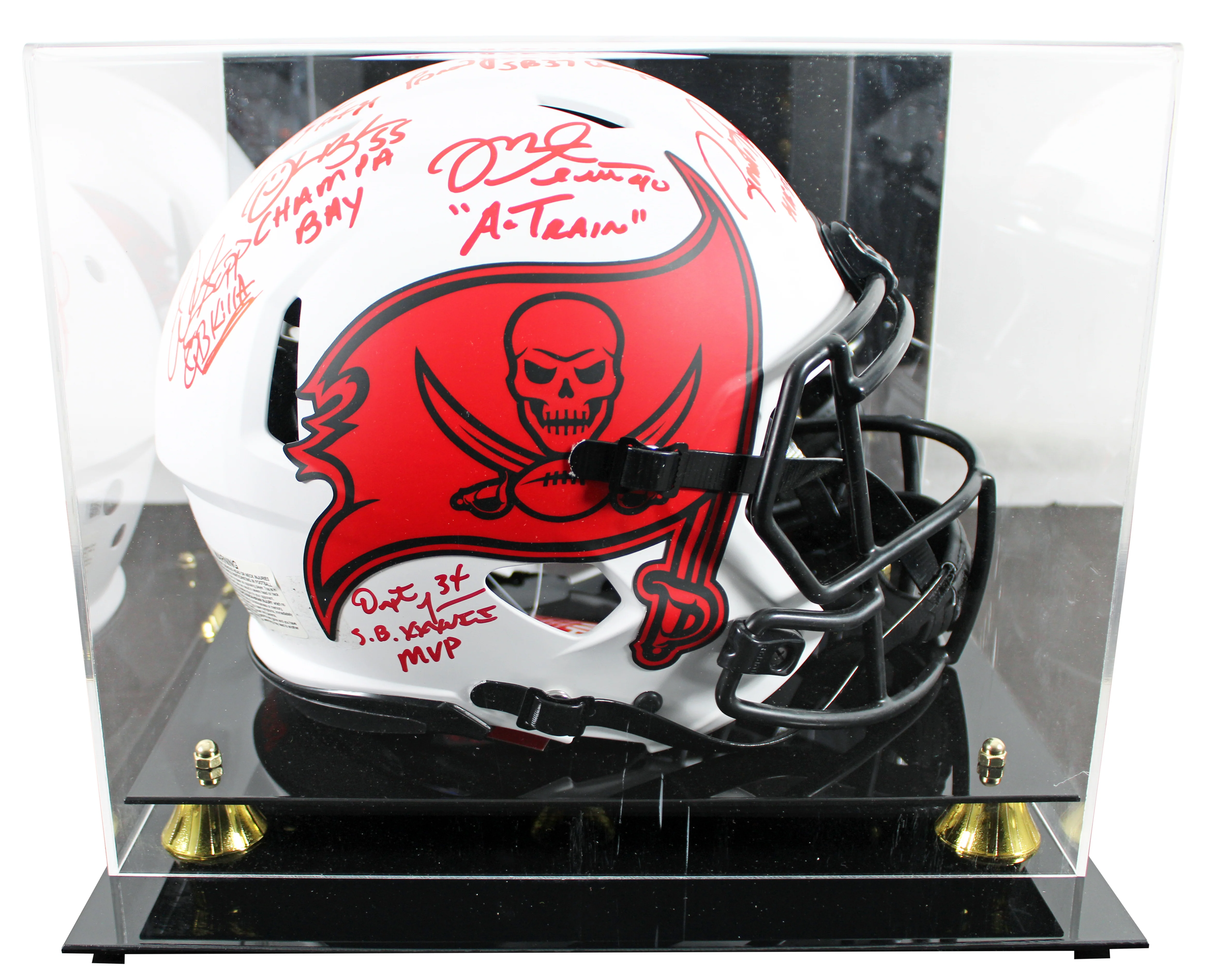 Bucs SB 37 Lynch, Sapp, +5 Signed Lunar F/S Speed Proline Helmet w/ Case BAS Wit - Image 2