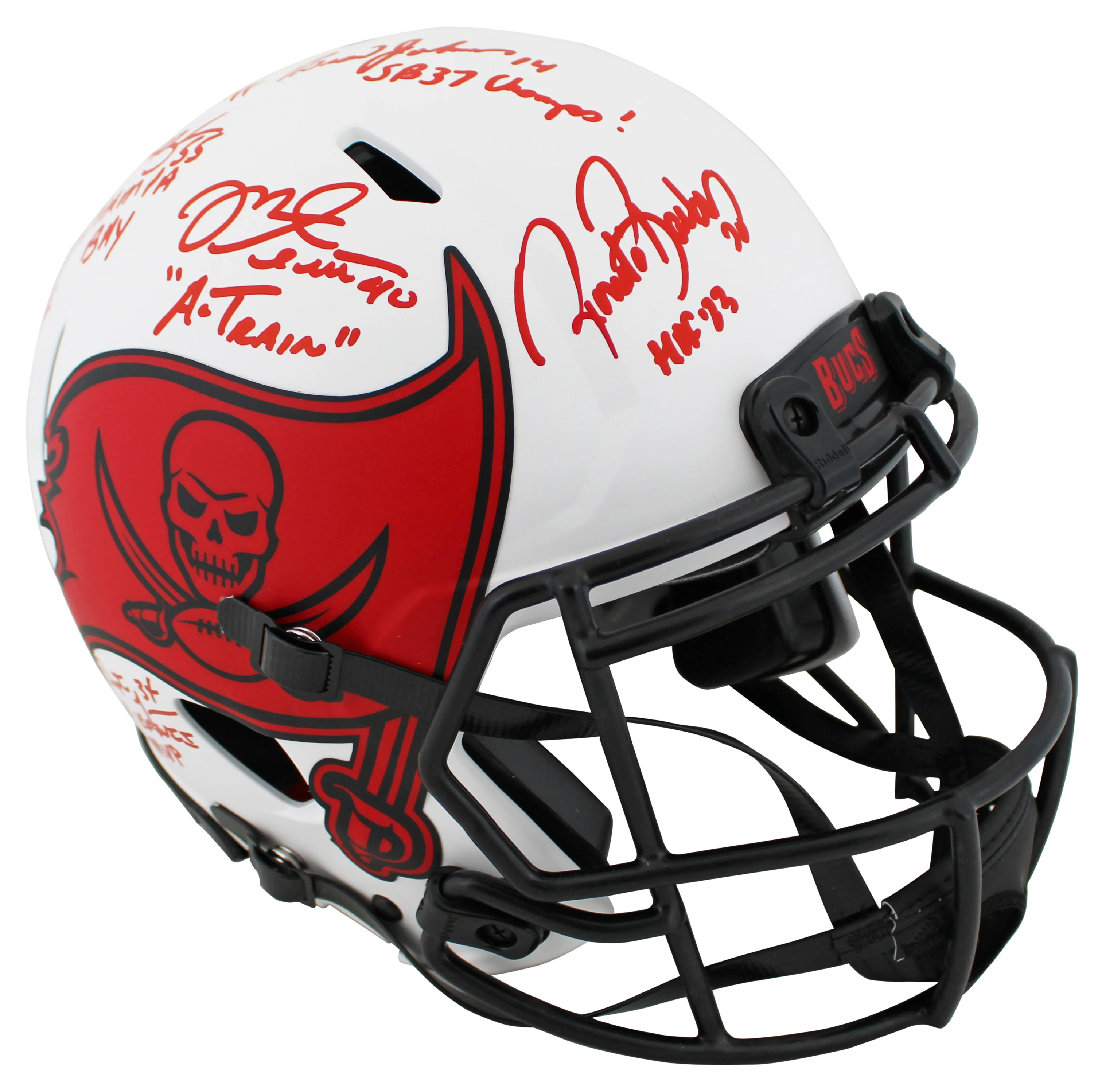 Bucs SB 37 Lynch, Sapp, +5 Signed Lunar F/S Speed Proline Helmet w/ Case BAS Wit - Image 3