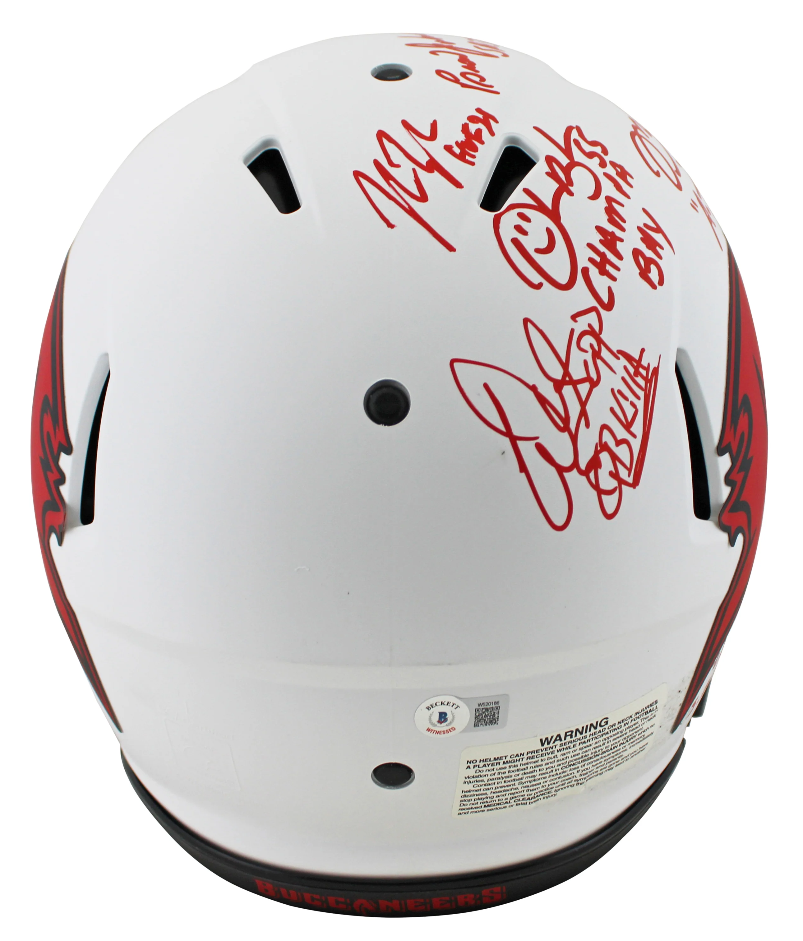 Bucs SB 37 Lynch, Sapp, +5 Signed Lunar F/S Speed Proline Helmet w/ Case BAS Wit - Image 6