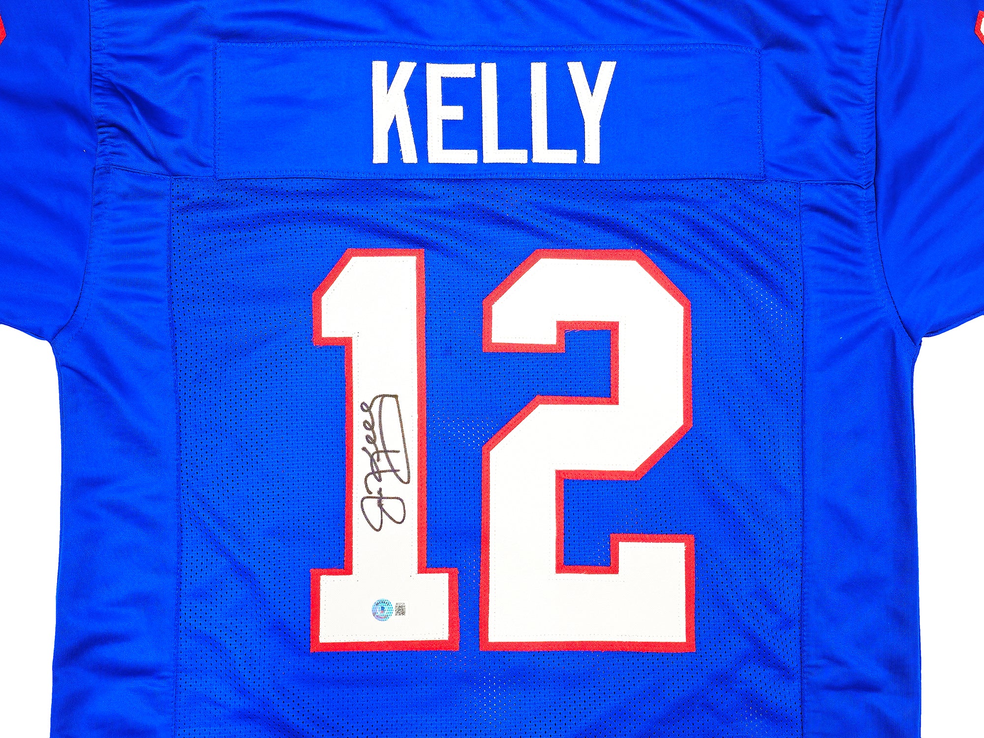 Buffalo Bills Jim Kelly Autographed Blue Jersey Beckett BAS Witness Stock #230185 - Image 3