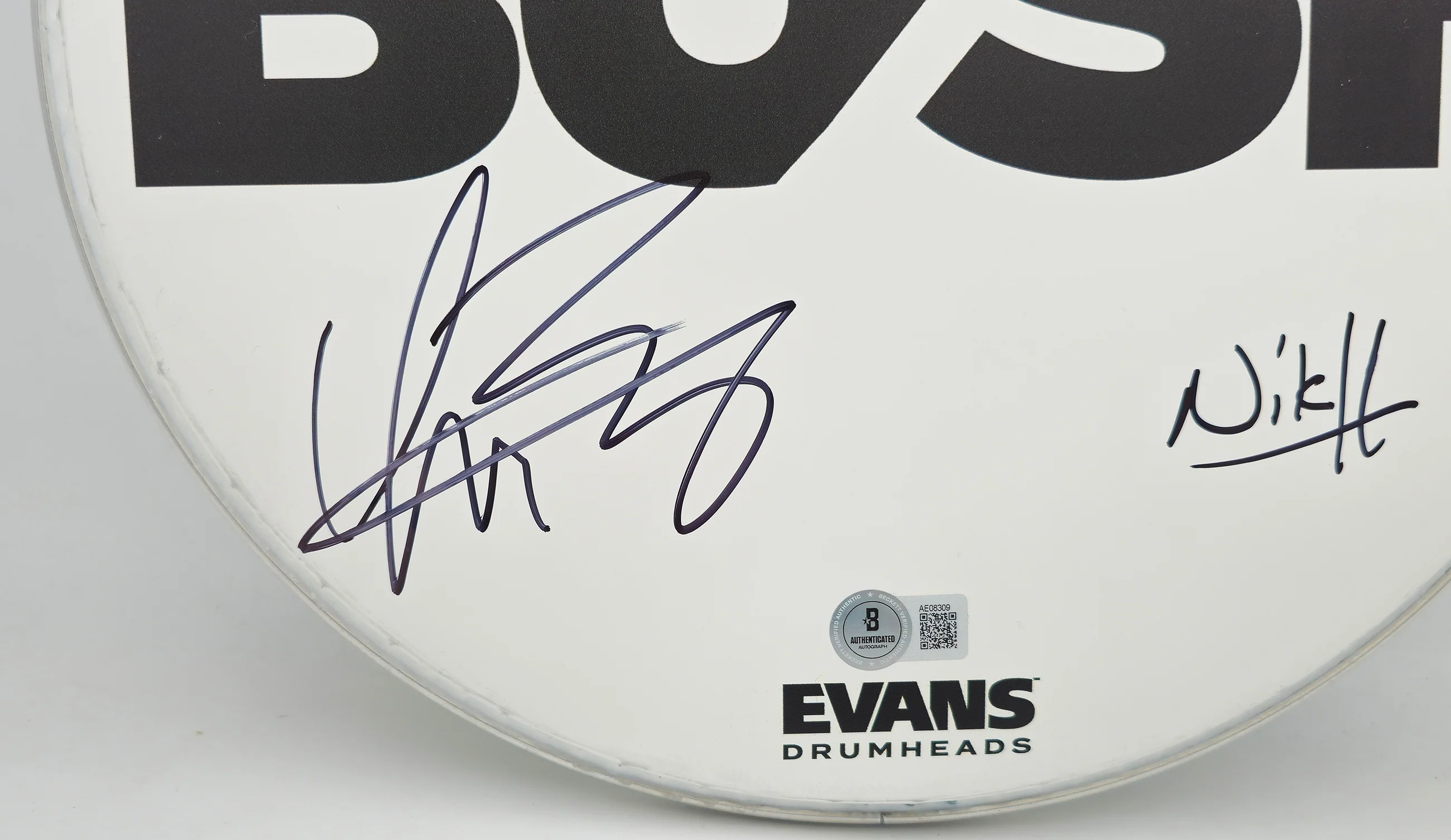Bush Autographed Drumhead Signed By All 4 Band Members Including Gavin Rossdale Beckett BAS Stock #237003 - Image 3