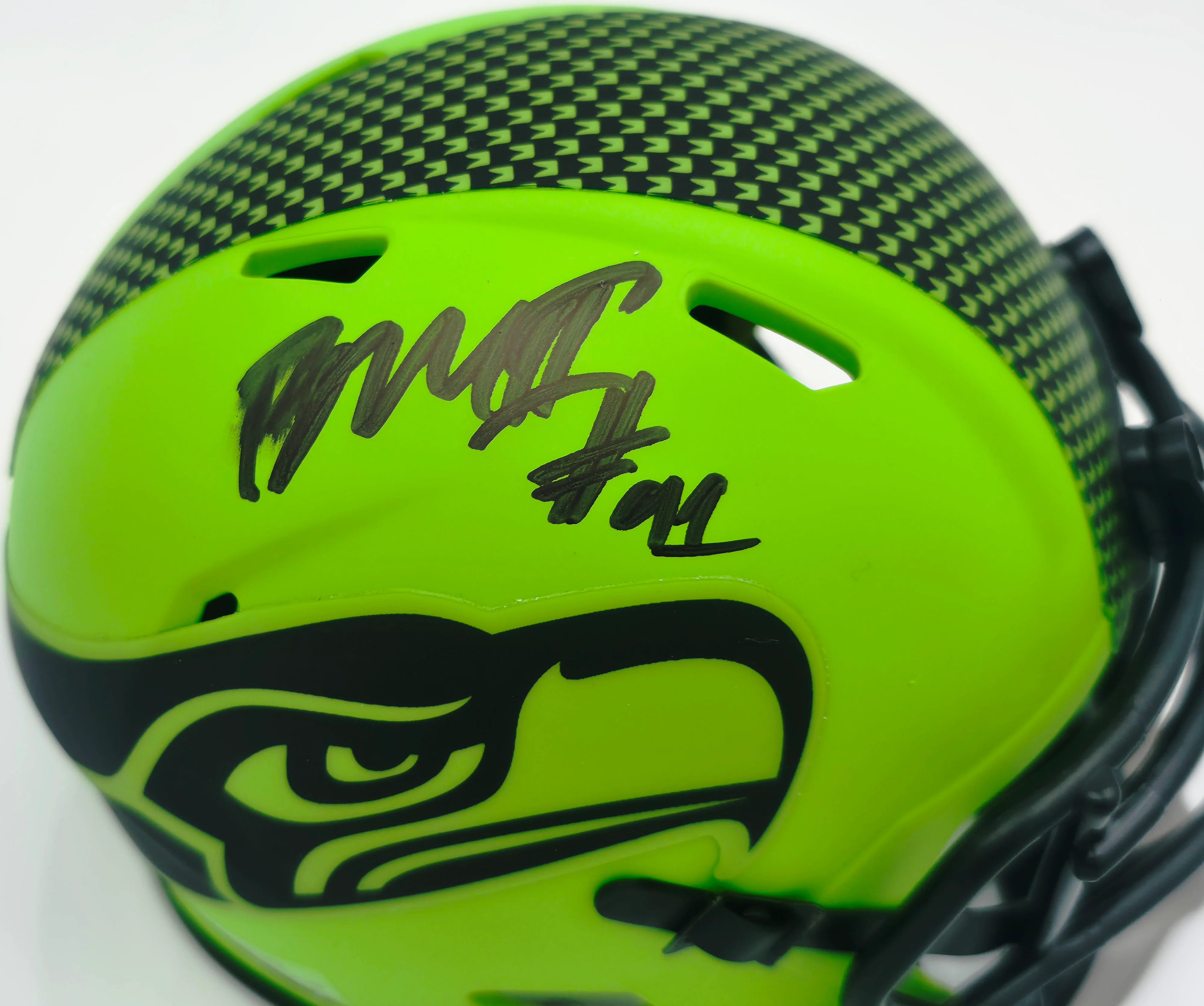 Byron Murphy II Autographed Seattle Seahawks Rave Green Speed Mini Helmet (Smudged) MCS Holo #62696 - Image 2