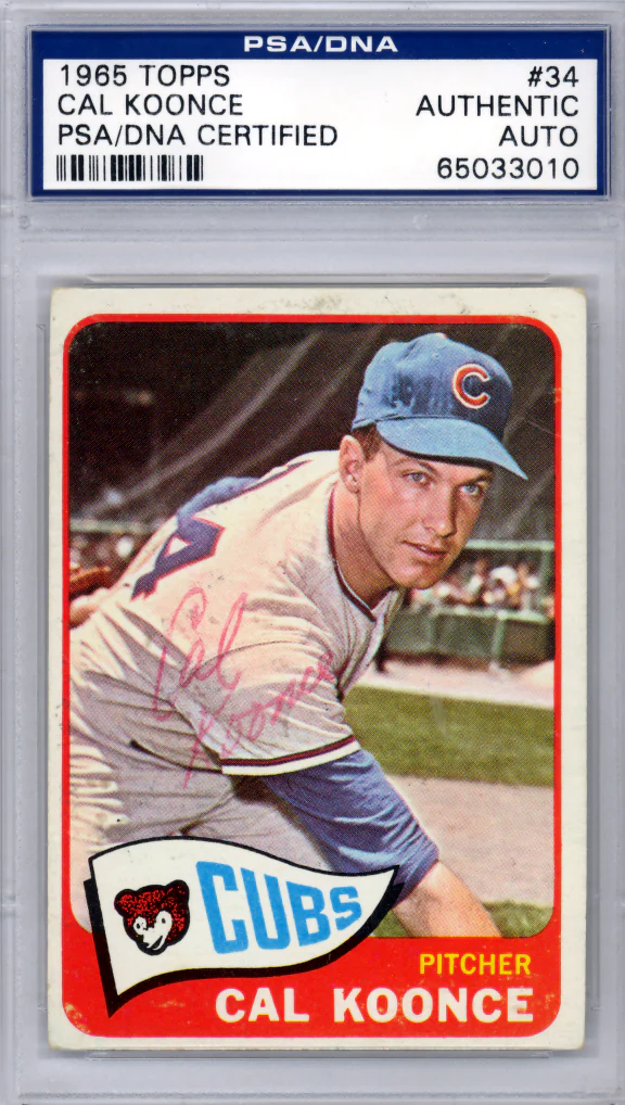 Cal Koonce Autographed 1965 Topps Card #34 Chicago Cubs PSA/DNA #65033010