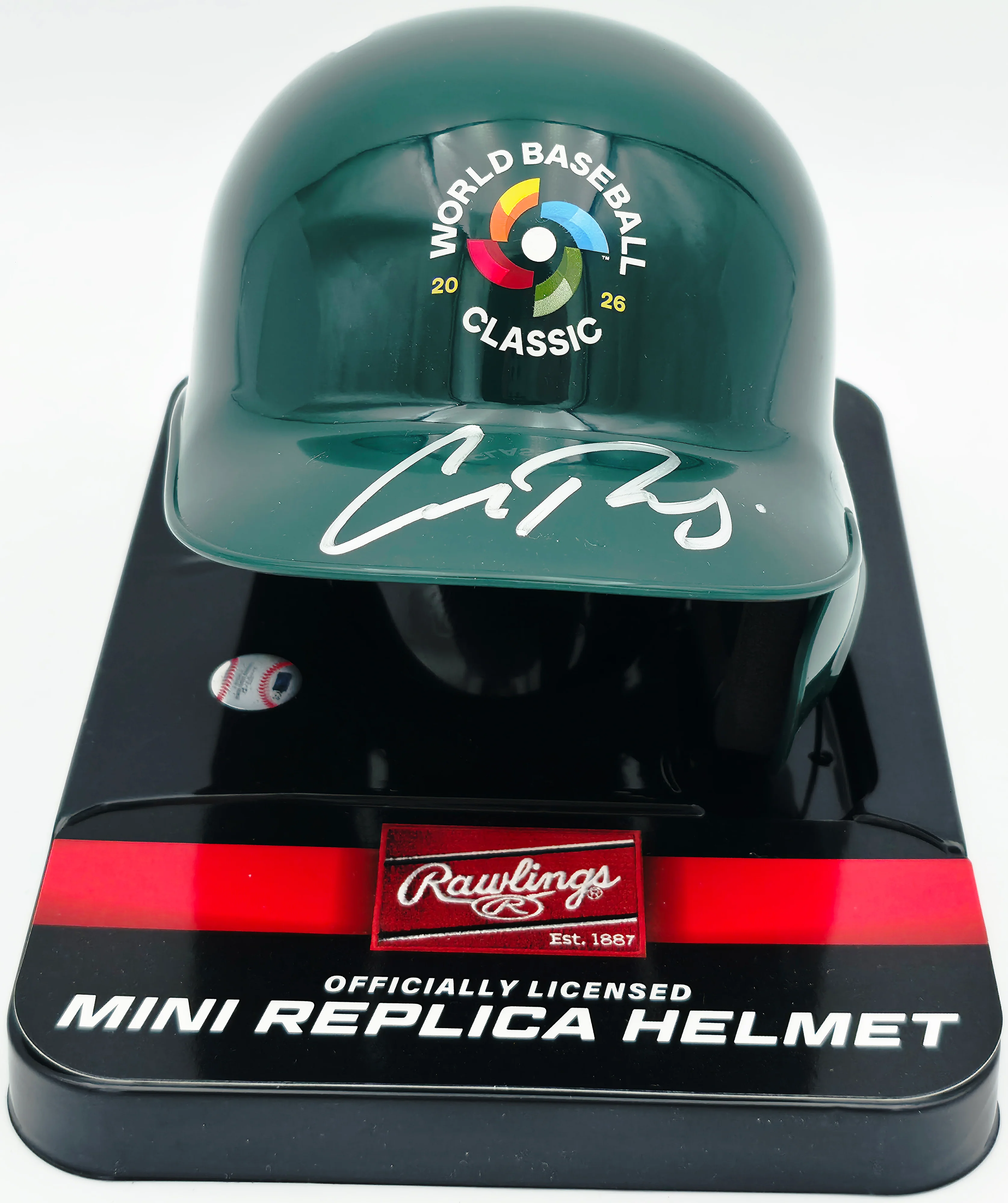 Cal Raleigh Autographed Team USA Green 2026 WBC Logo Mini Batting Helmet Fanatics & MLB Holo Stock #261841 - Image 2