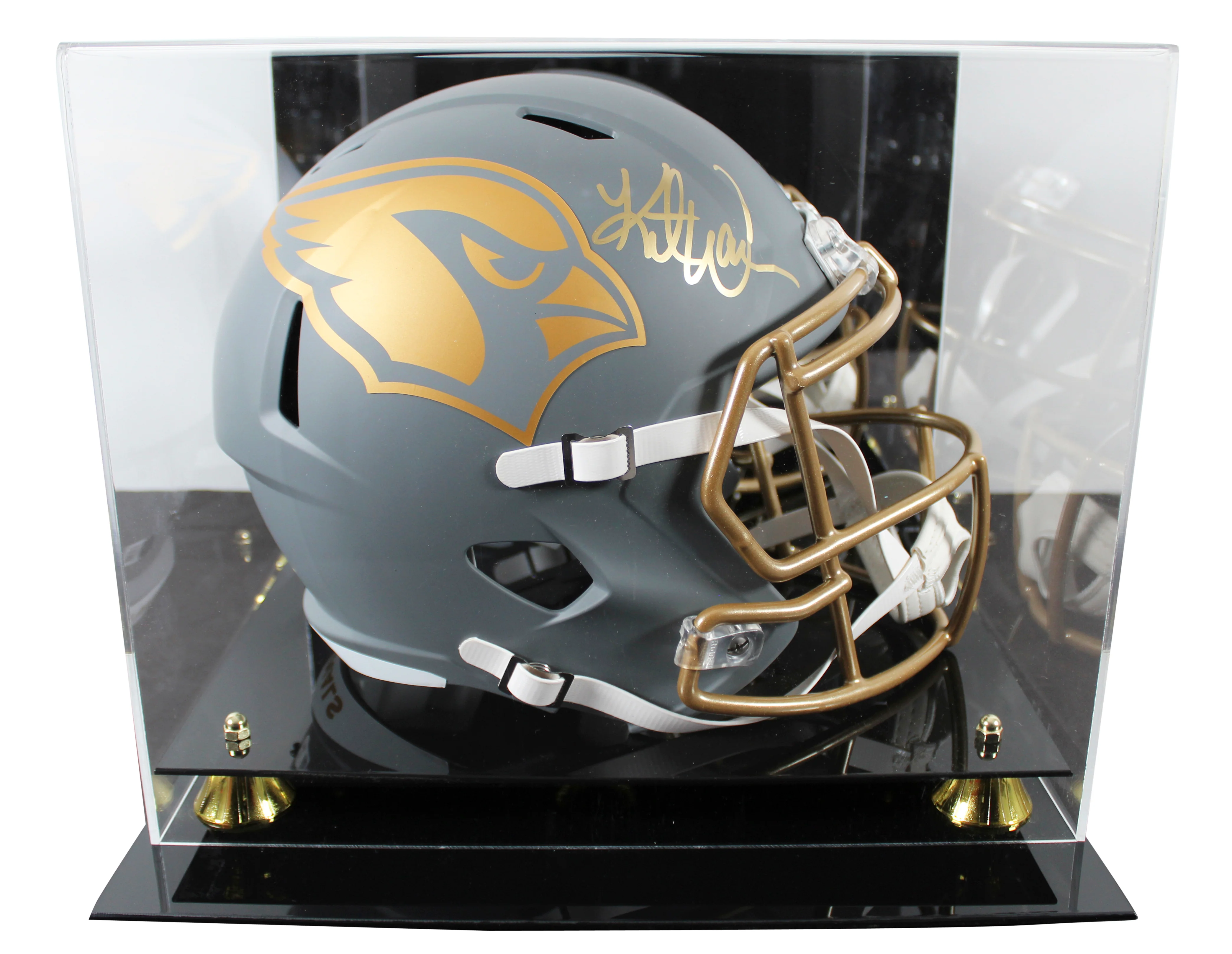 Cardinals Kurt Warner Signed Slate Full Size Speed Rep Helmet W/ Case BAS Wit - Image 2