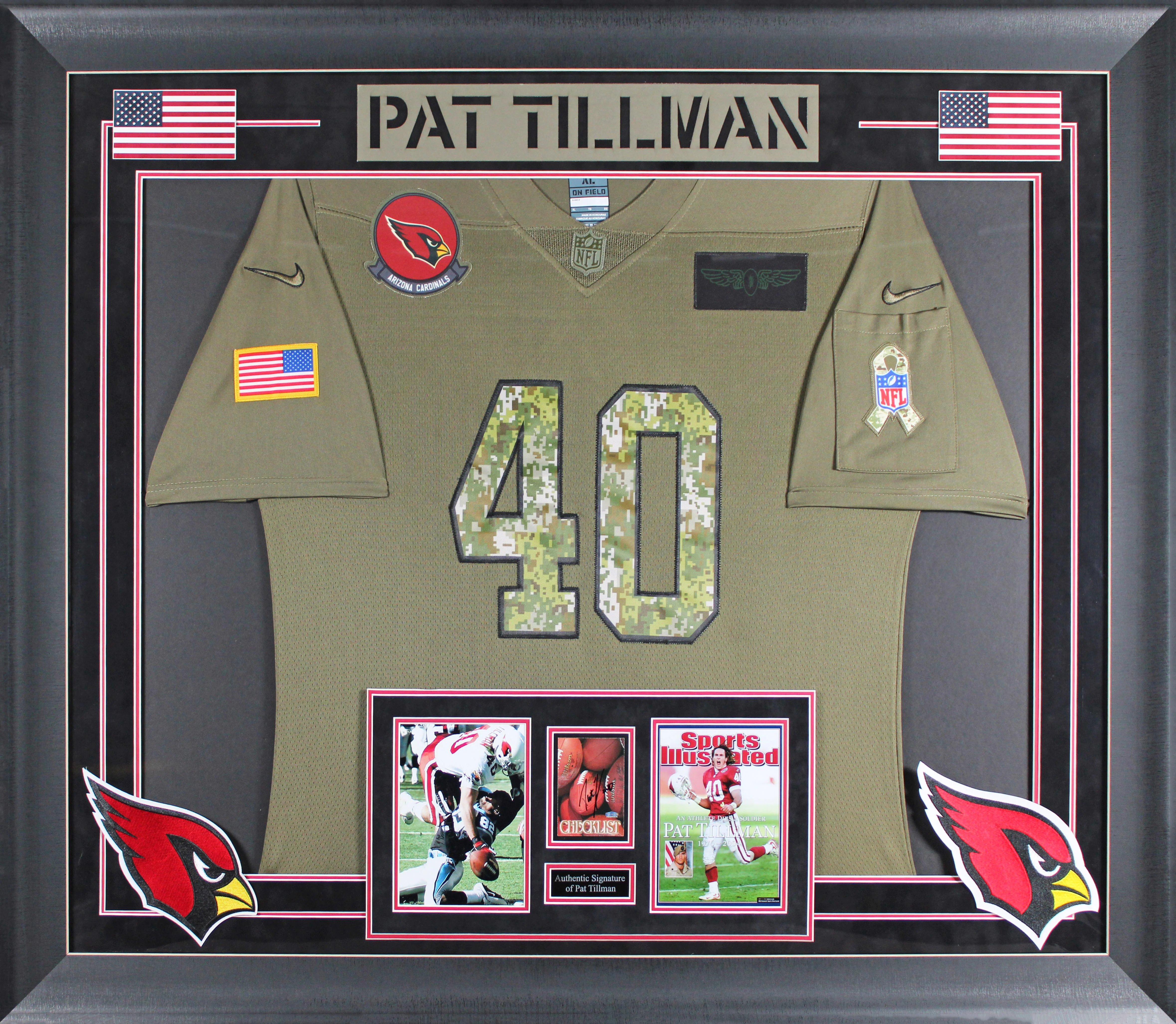 Cardinals Pat Tillman Signed 1998 Fleer Tradition #250 Framed Display JSA LOA - Image 2