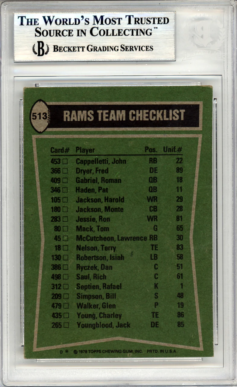 Carroll Rosenbloom Autographed 1978 Topps Card #513 Los Angeles Rams Team Owner Beckett BAS #10379054 - Image 2