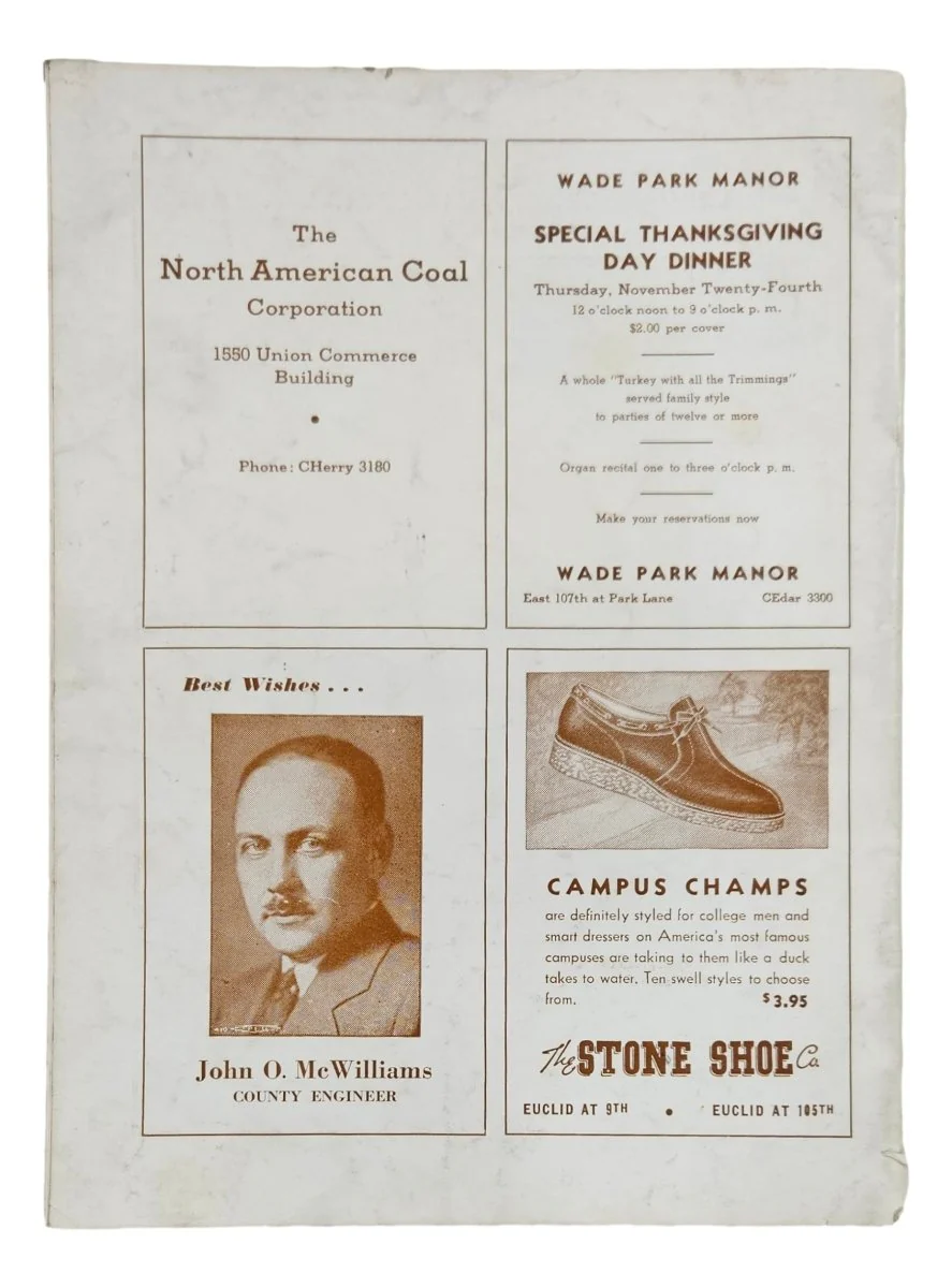Case vs Western Reserve November 24 1938 Official Game Program - Image 2