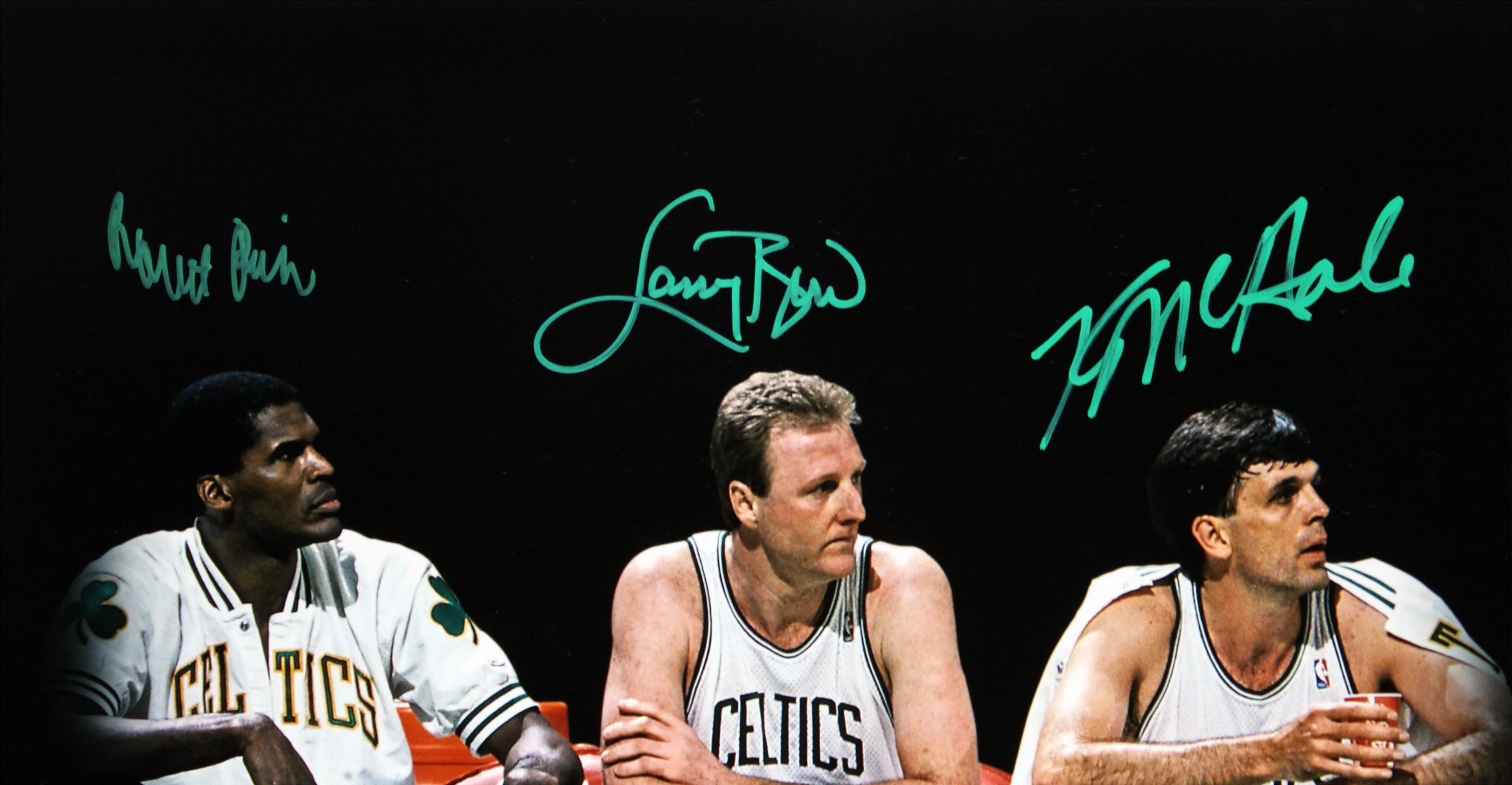 Celtics (3) Bird, McHale & Parish Signed 16x20 Spotlight Framed Photo BAS W - Image 4