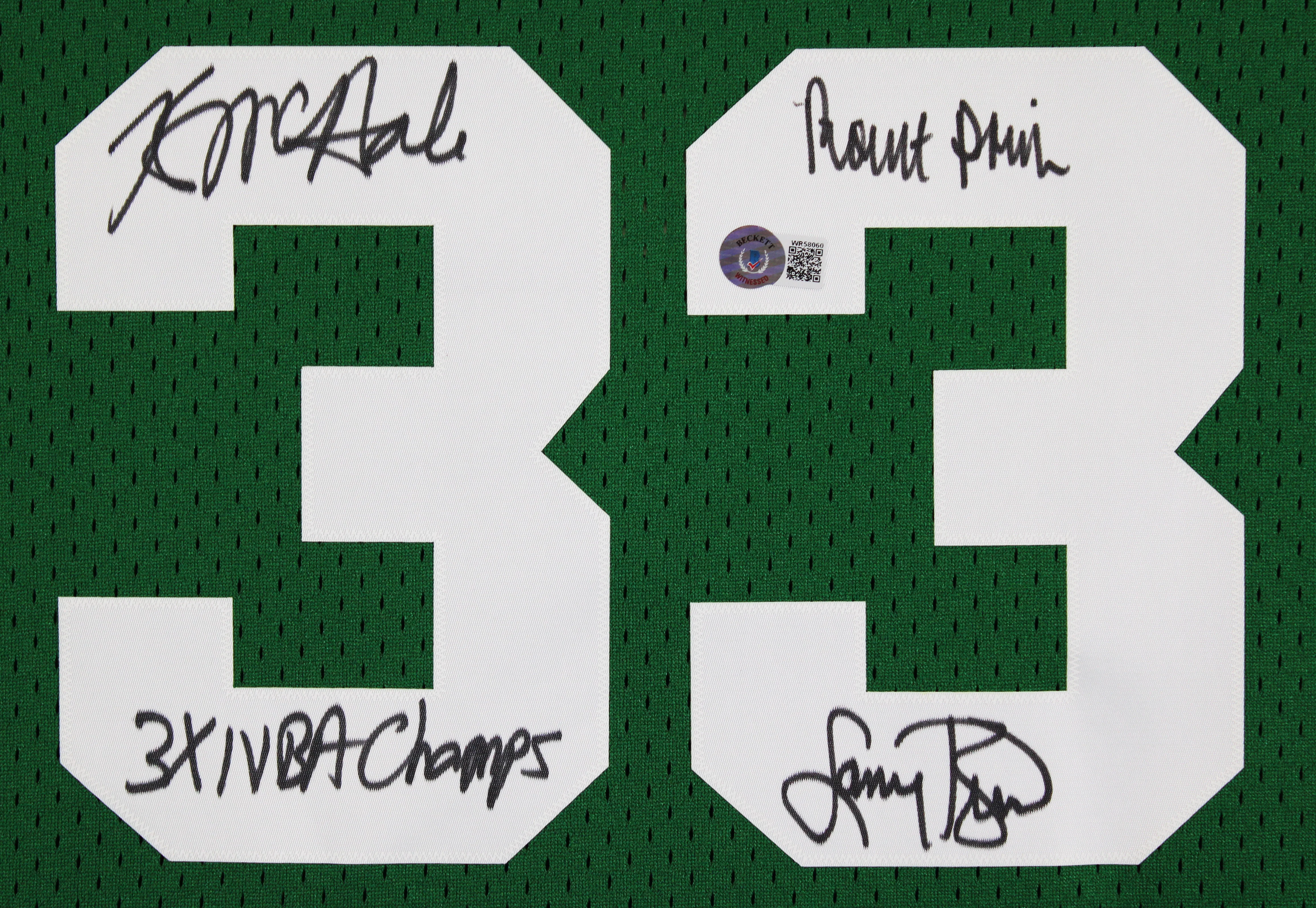 Celtics (3) Bird, Parish & McHale Signed Green M&N Swingman Jersey BAS Witnessed - Image 4