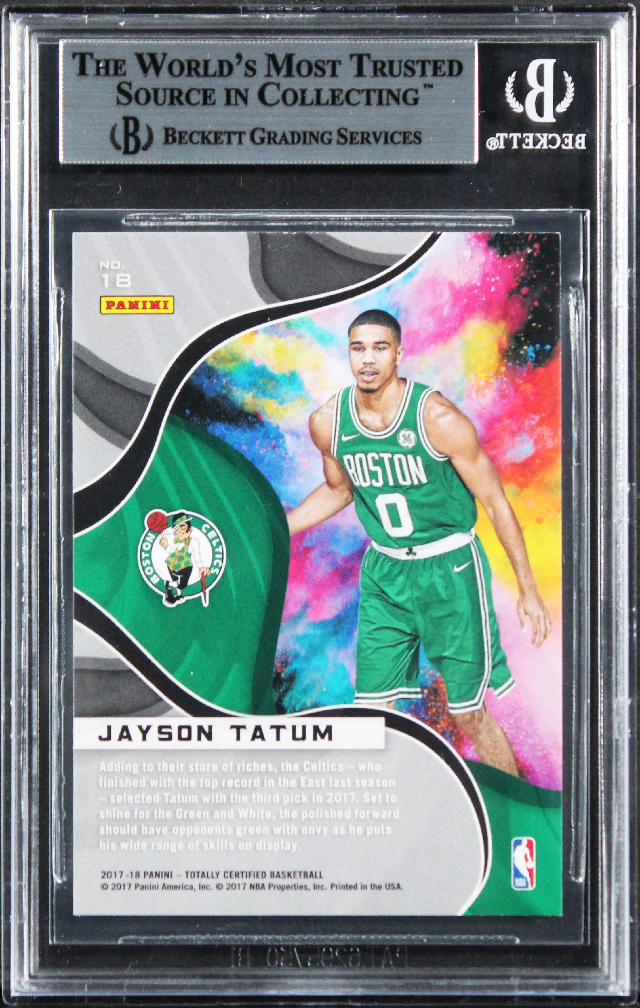 Celtics Jayson Tatum Signed 2017 Totally Certified #18 Rookie Card BAS Slabbed - Image 3