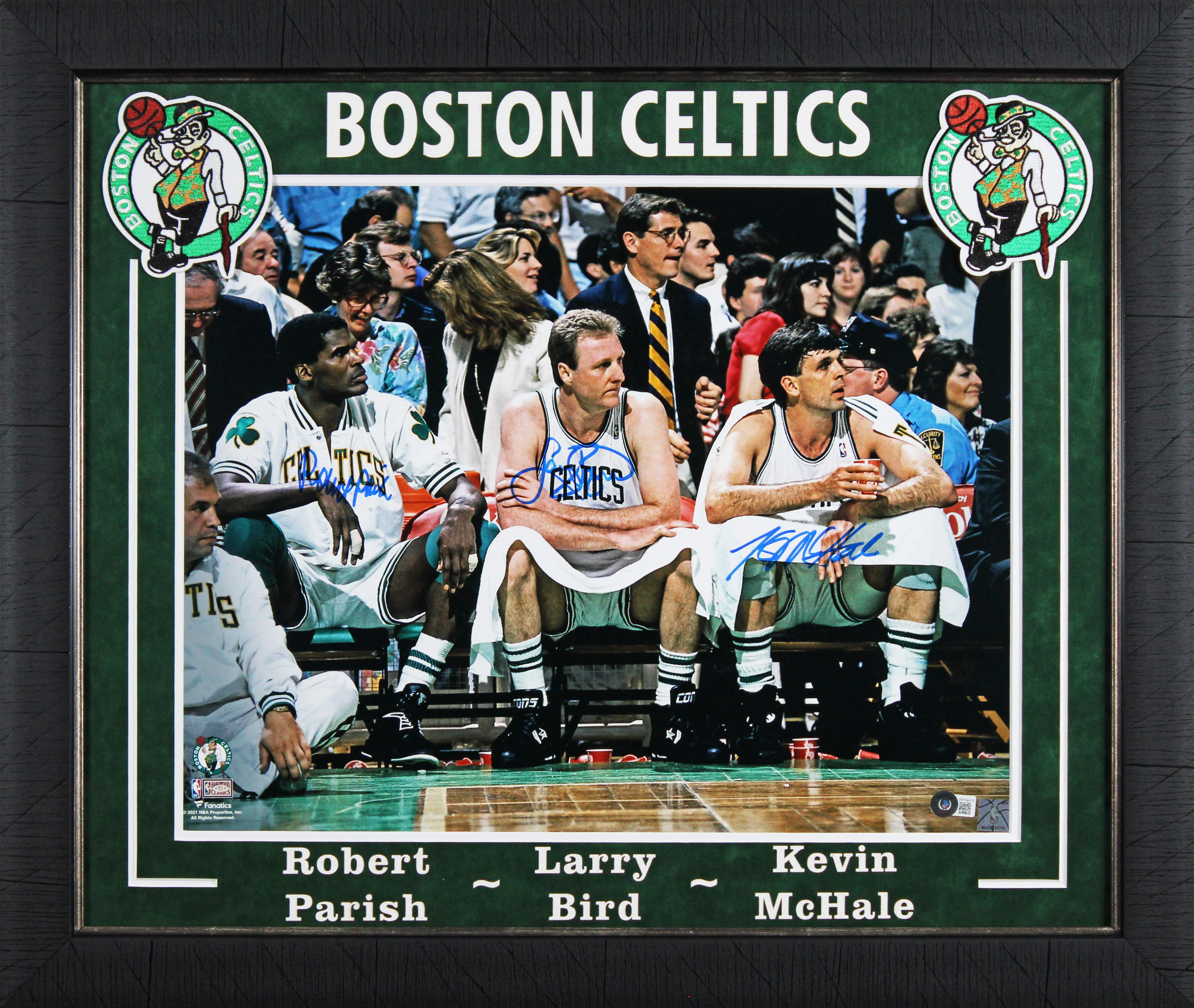 Celtics Larry Bird, Kevin McHale & Robert Parish Signed 16x20 Framed Photo BAS W - Image 2