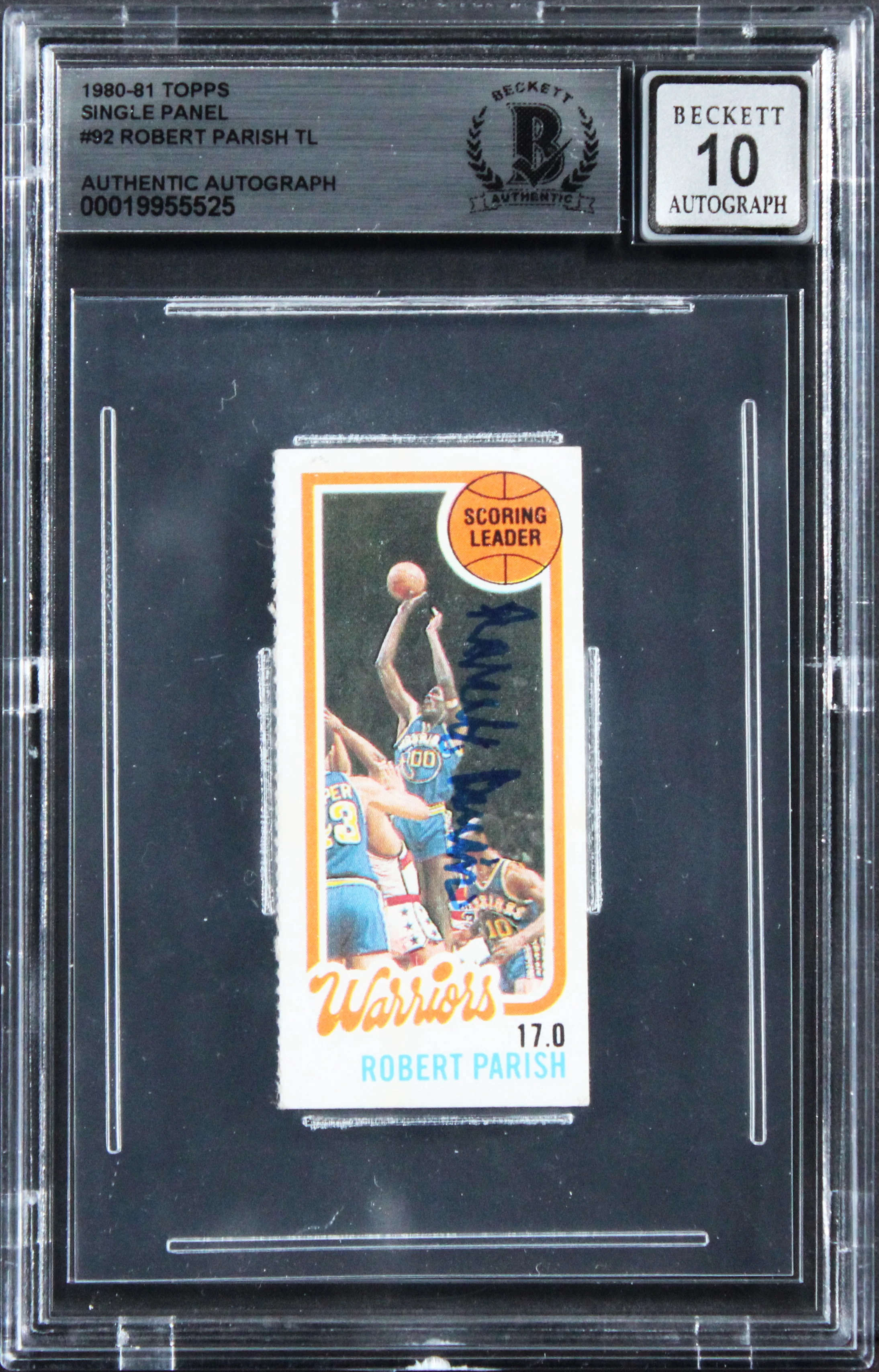 Celtics Robert Parish Signed 1980 Topps Single Panel #92 Card Auto 10! BAS Slab