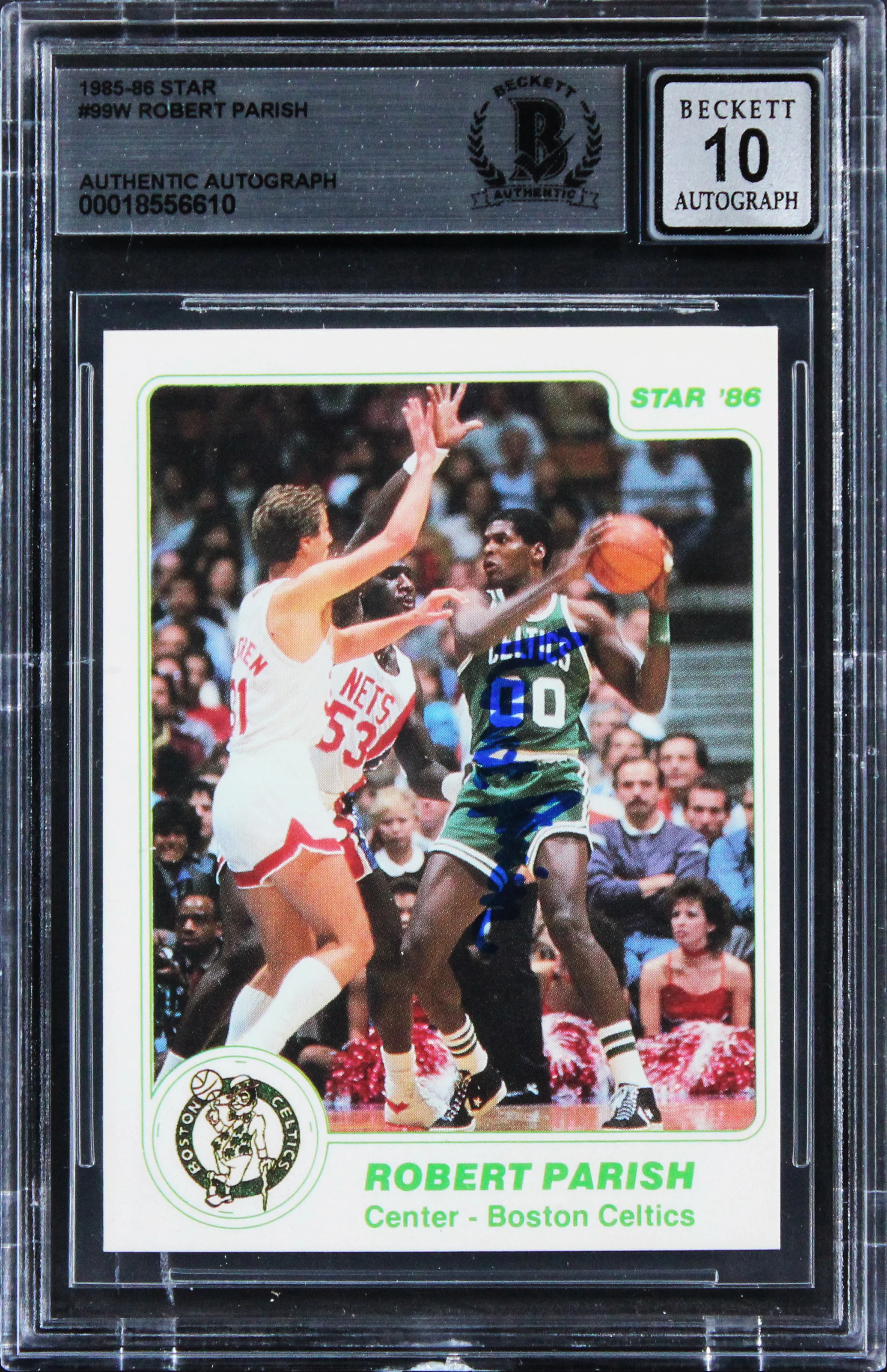 Celtics Robert Parish Signed 1985 Star #99W Card Auto Graded GM 10! BAS Slabbed - Image 2