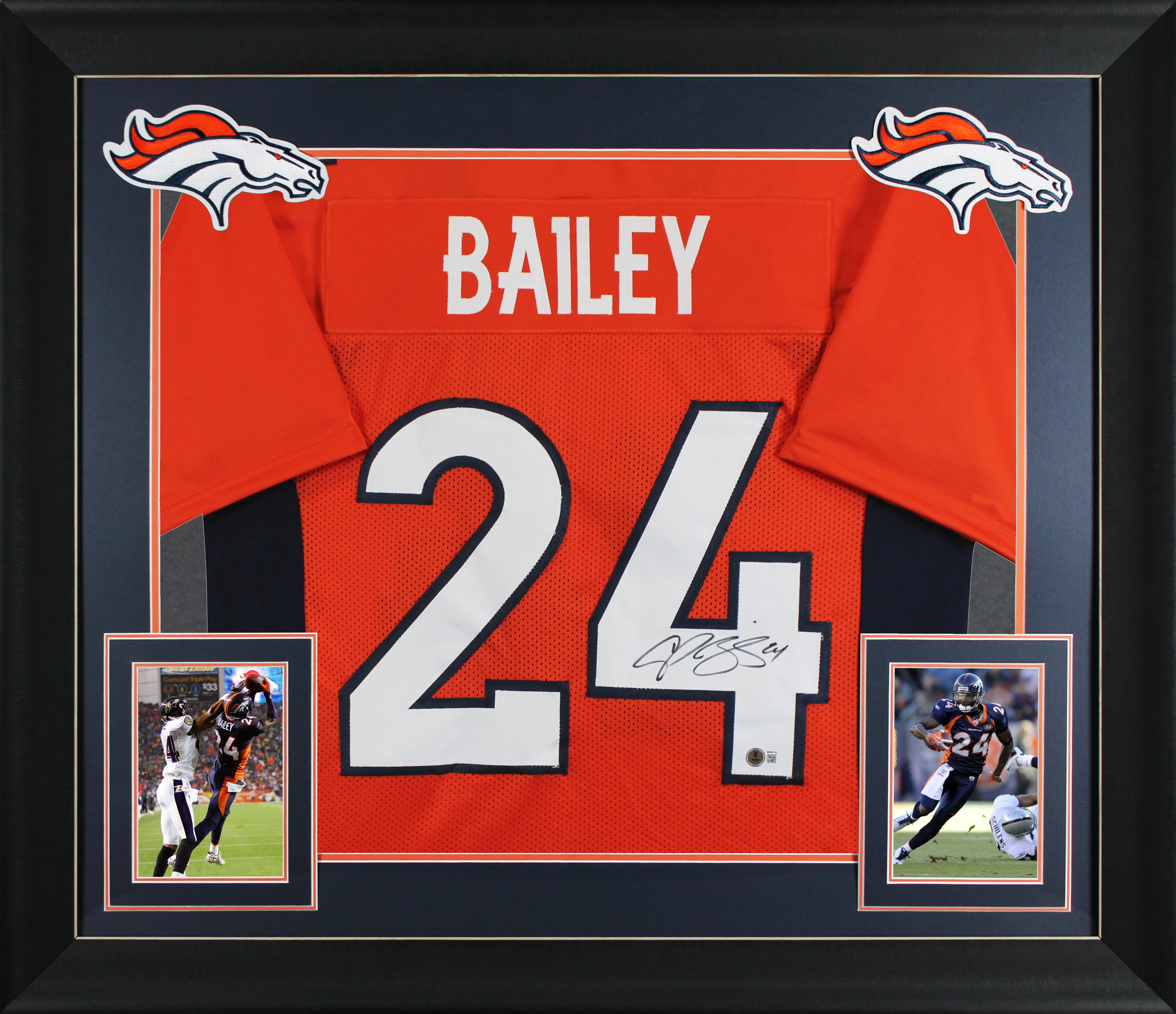 Champ Bailey Authentic Signed Orange Pro Style Framed Jersey BAS Witnessed - Image 2
