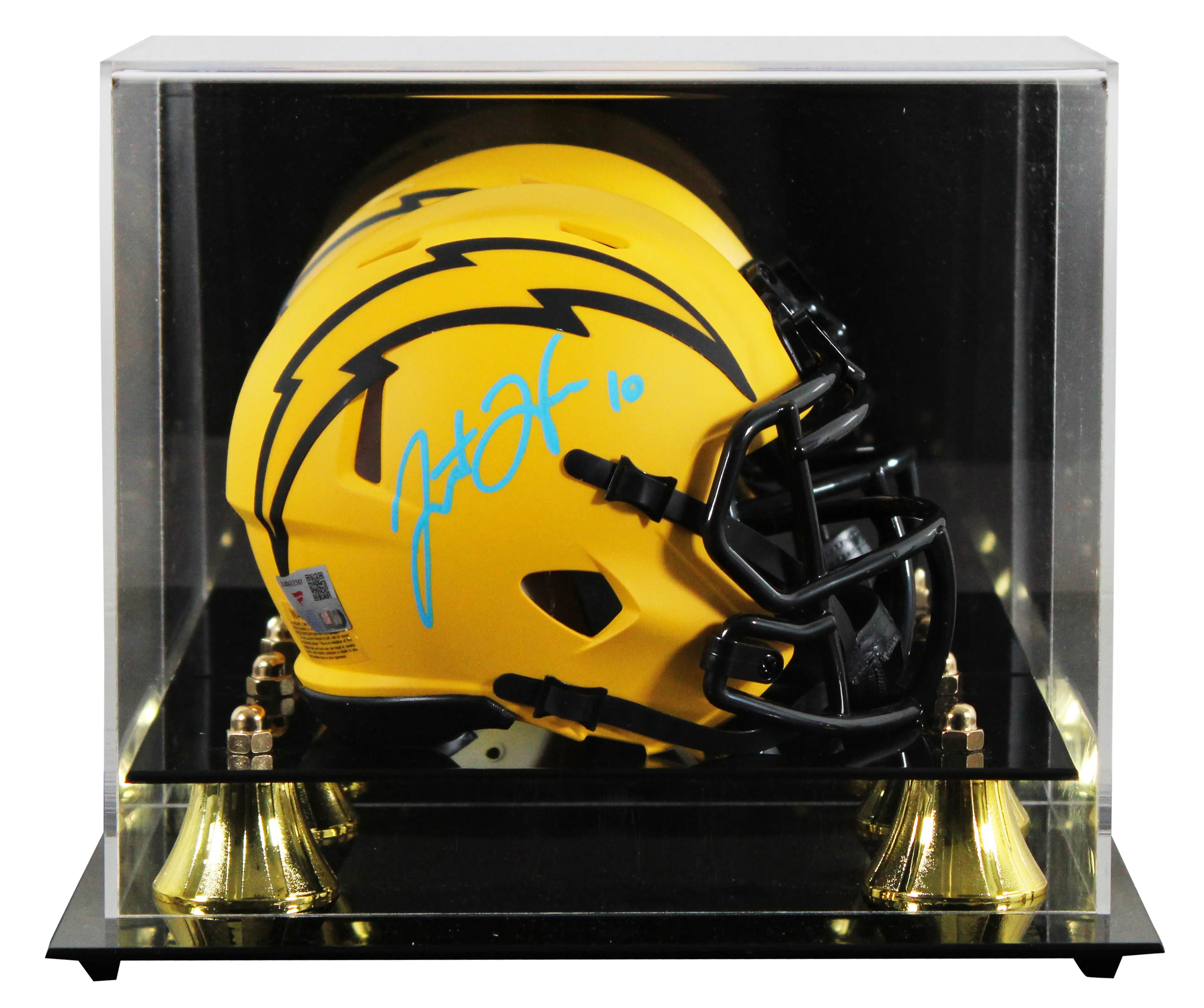 Chargers Justin Herbert Authentic Signed Rave Speed Mini Helmet W/ Case Fanatics - Image 2
