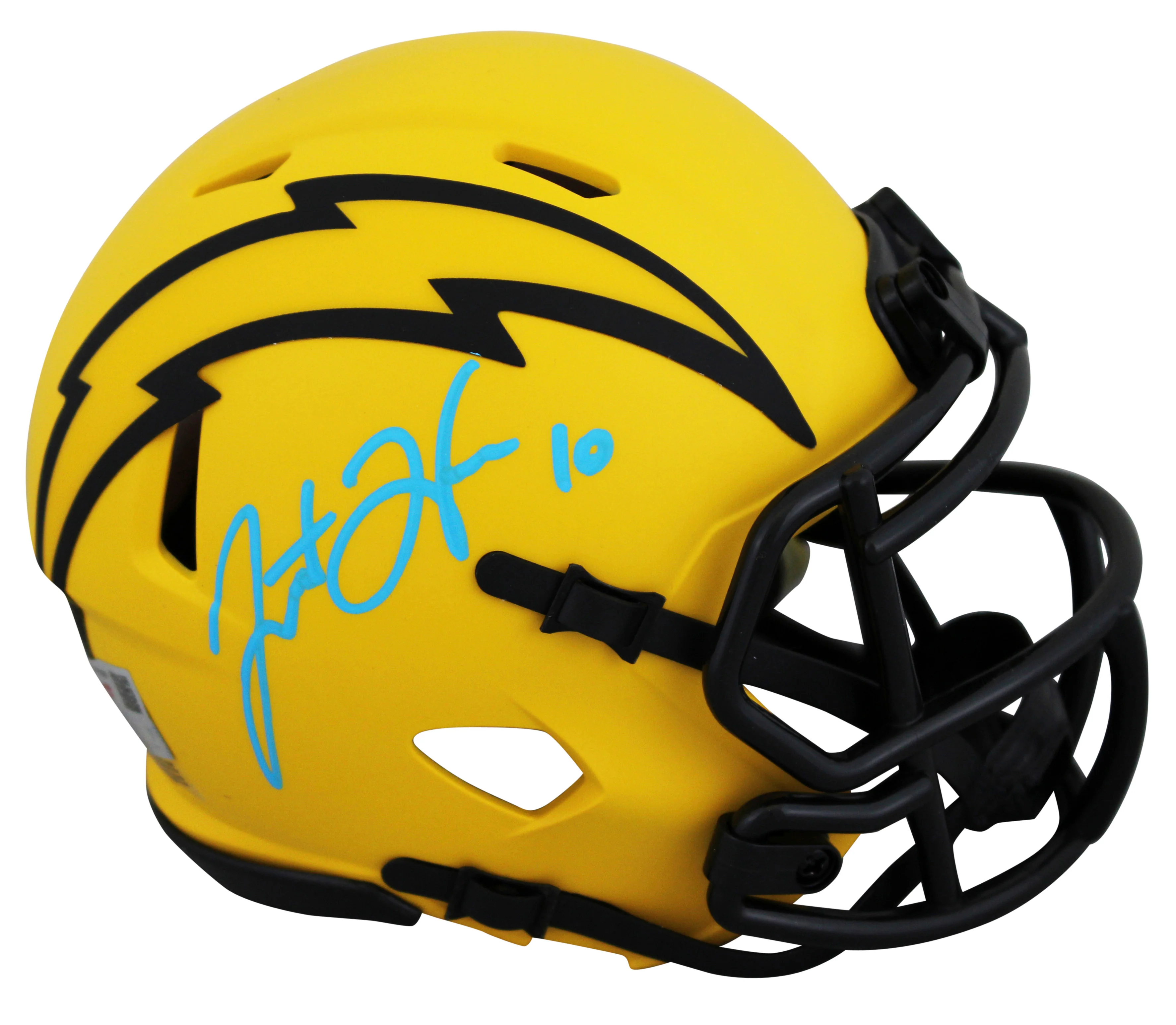 Chargers Justin Herbert Authentic Signed Rave Speed Mini Helmet W/ Case Fanatics - Image 3