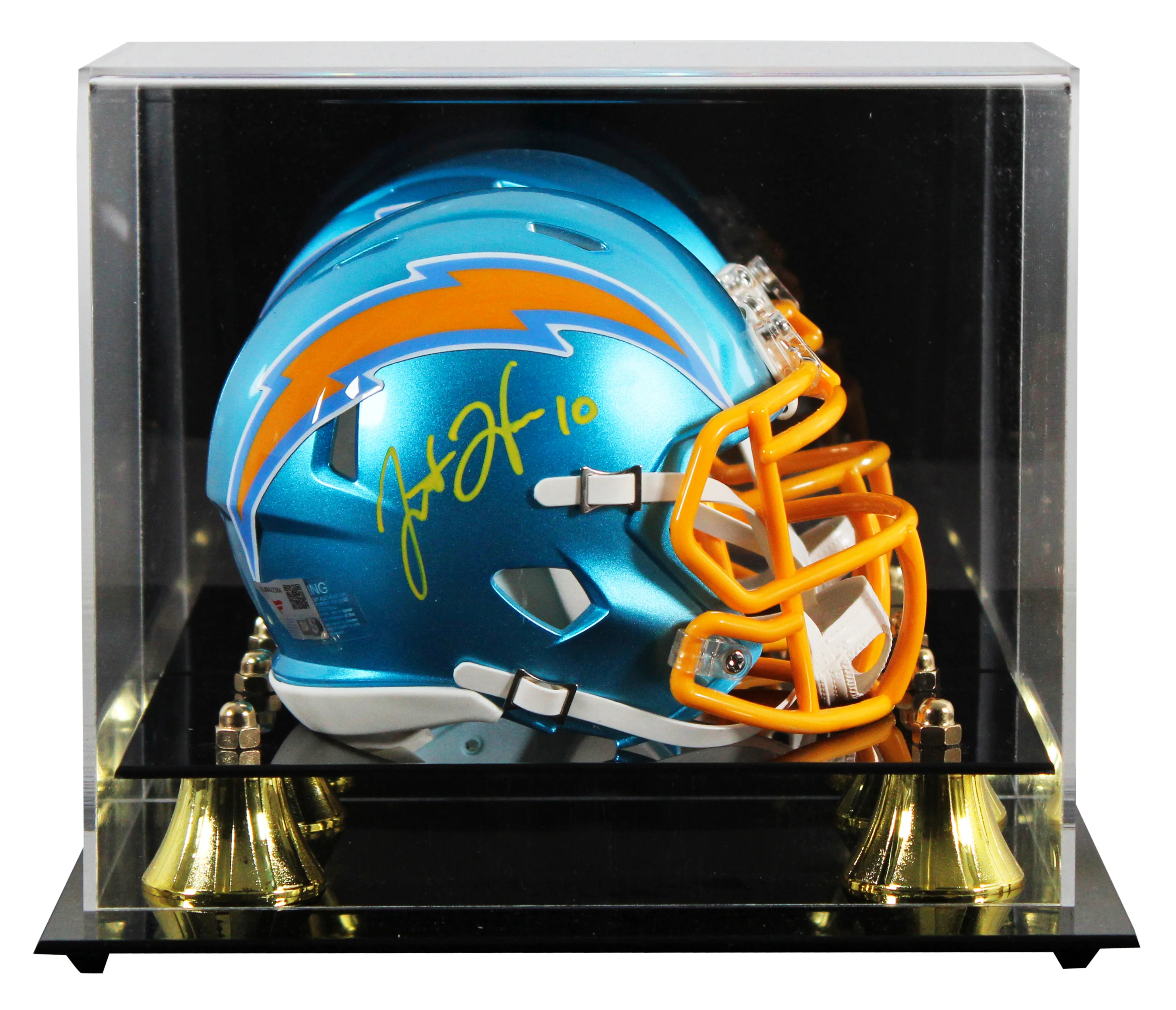 Chargers Justin Herbert Signed Flash Speed Mini Helmet W/ Case Fanatics - Image 2