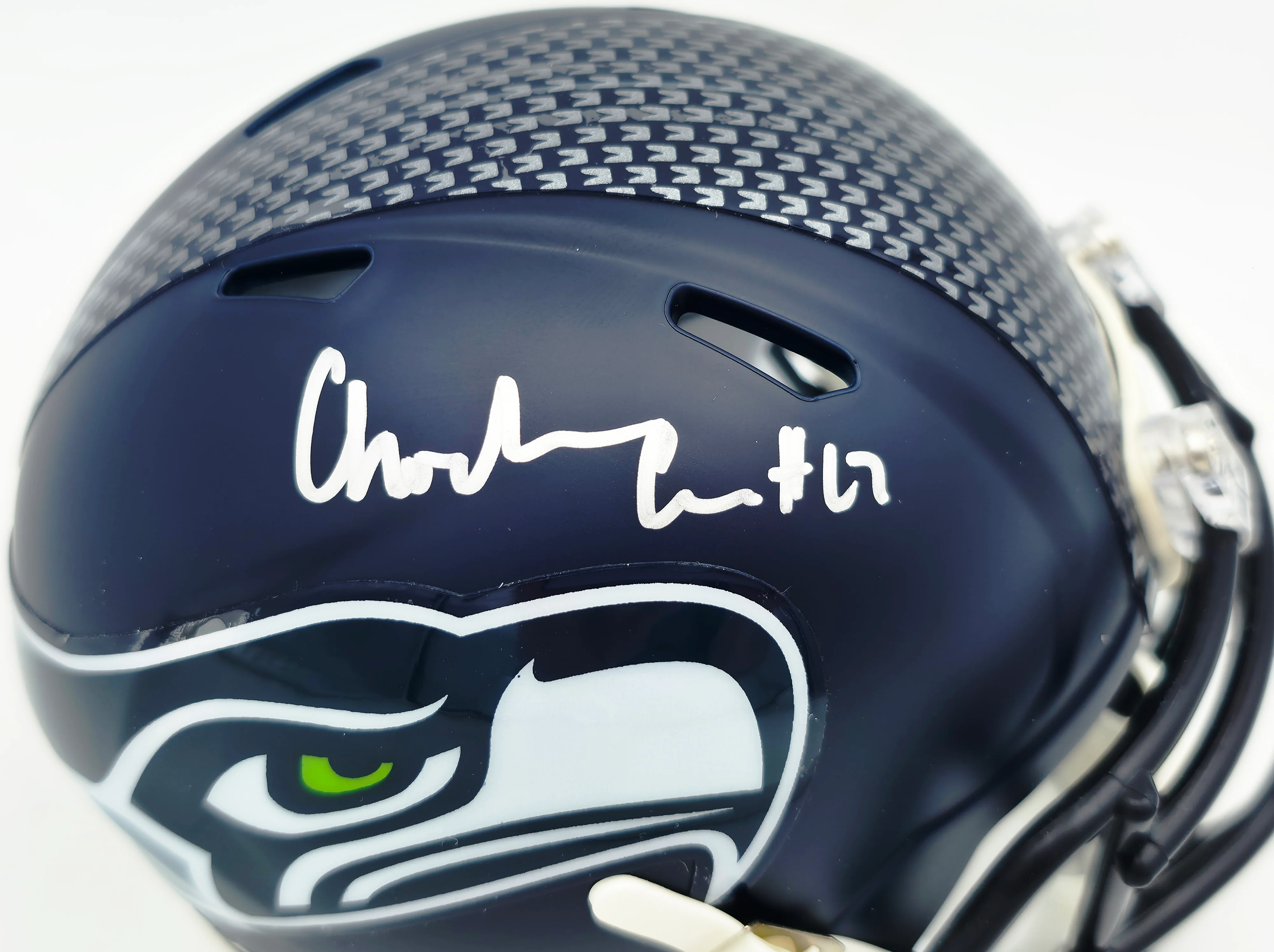Charles Cross Autographed Seattle Seahawks Blue Speed Mini Helmet MCS Holo Stock #262467 - Image 2