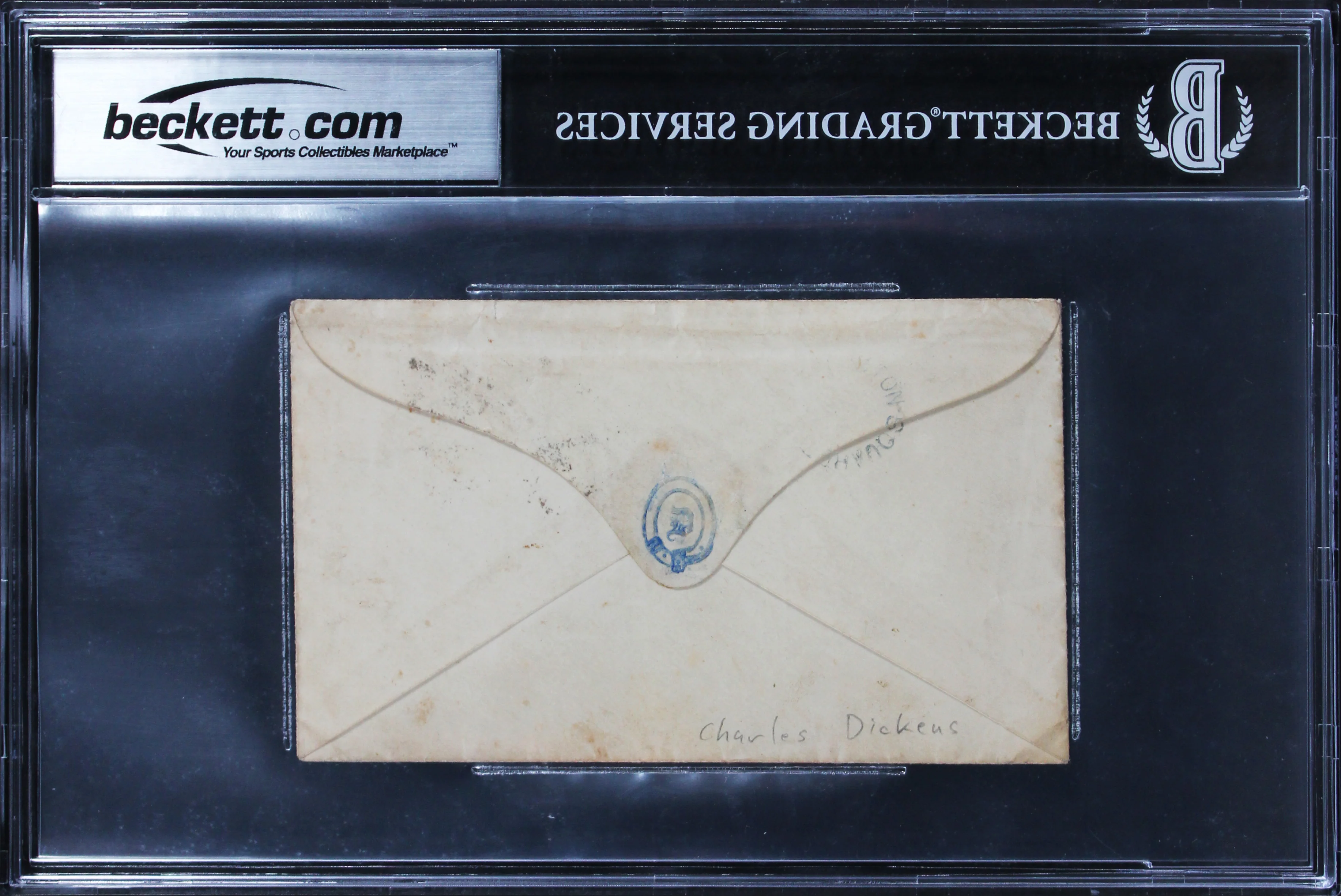 Charles Dickens Authentic Signed 3x5.25 1858 Handwritten Envelope BAS Slabbed - Image 3