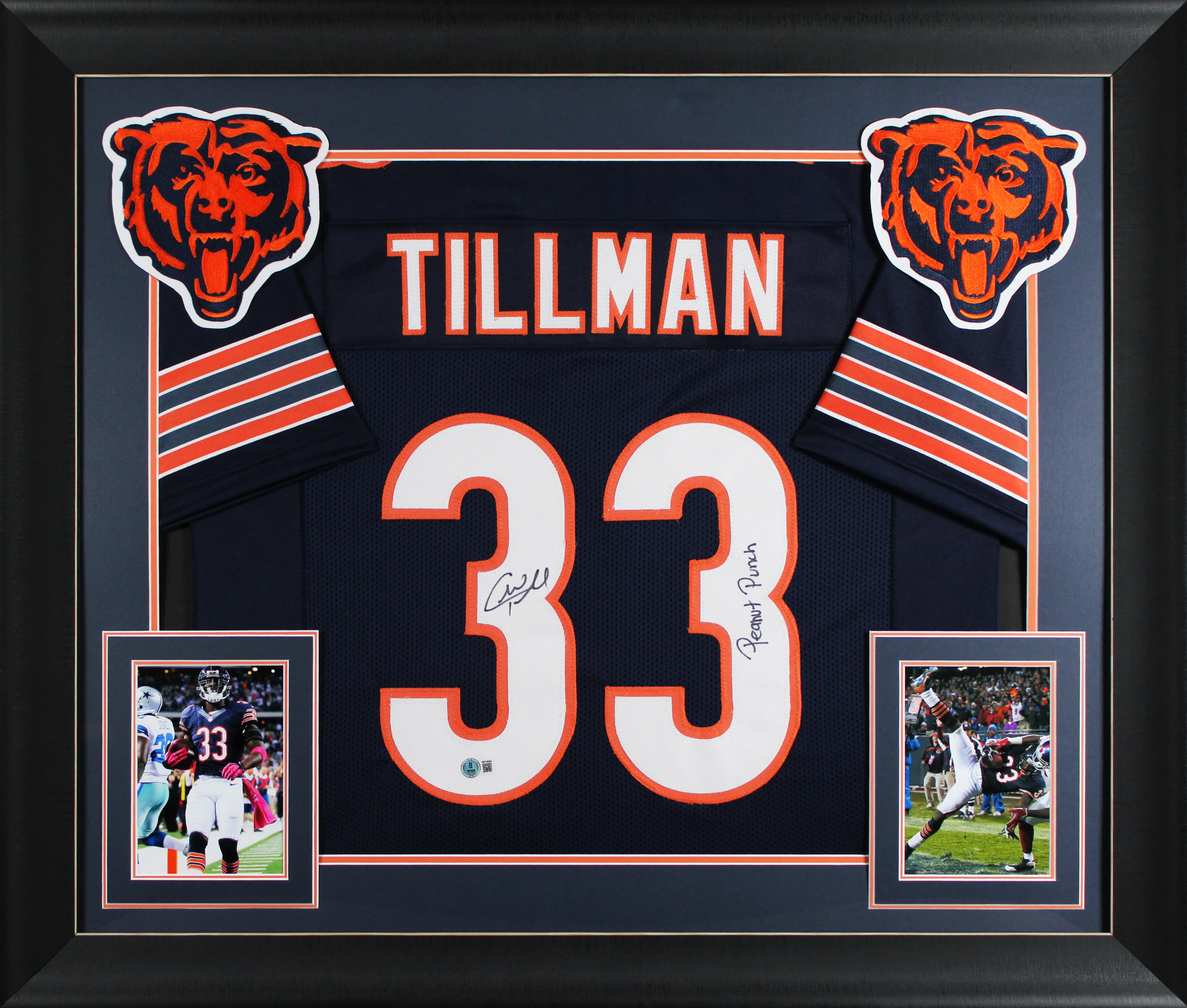 Charles Tillman "Peanut Punch" Signed Navy Pro Style Framed Jersey BAS Witnessed - Image 2