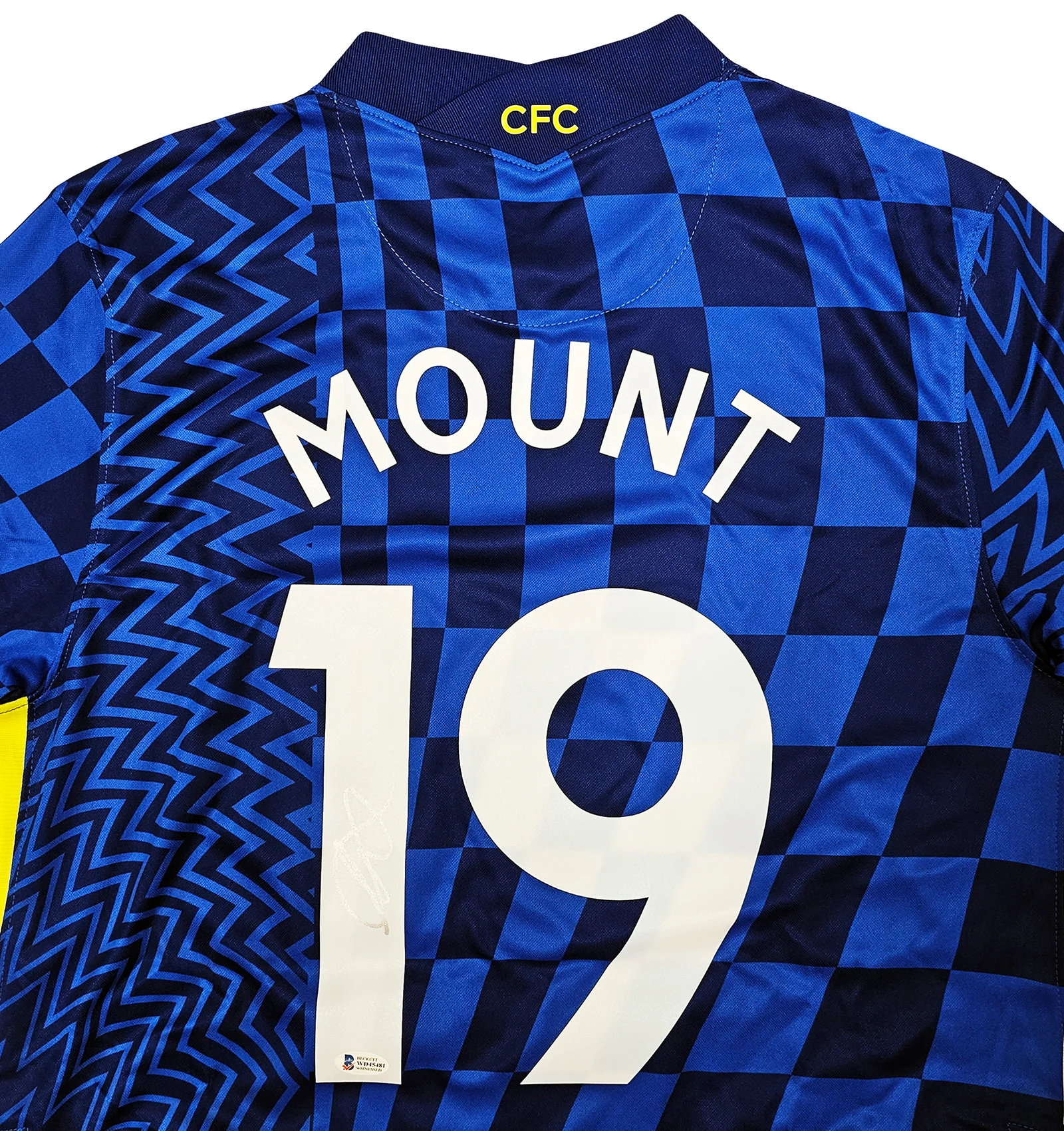 Chelsea F.C. Mason Mount Autographed Blue Nike Jersey Size M in Silver Beckett BAS Stock #196479 - Image 3