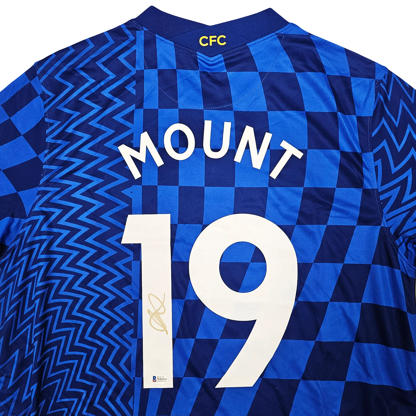 Chelsea F.C. Mason Mount Autographed Blue Nike Jersey Size XL in Gold Beckett BAS Stock #196482 - Image 3
