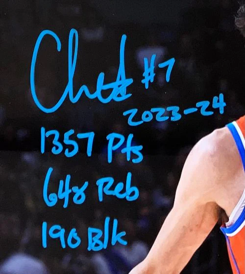 Chet Holmgren Signed Framed 16x20 Oklahoma City Thunder Photo 2023 Stat Insc JSA - Image 2