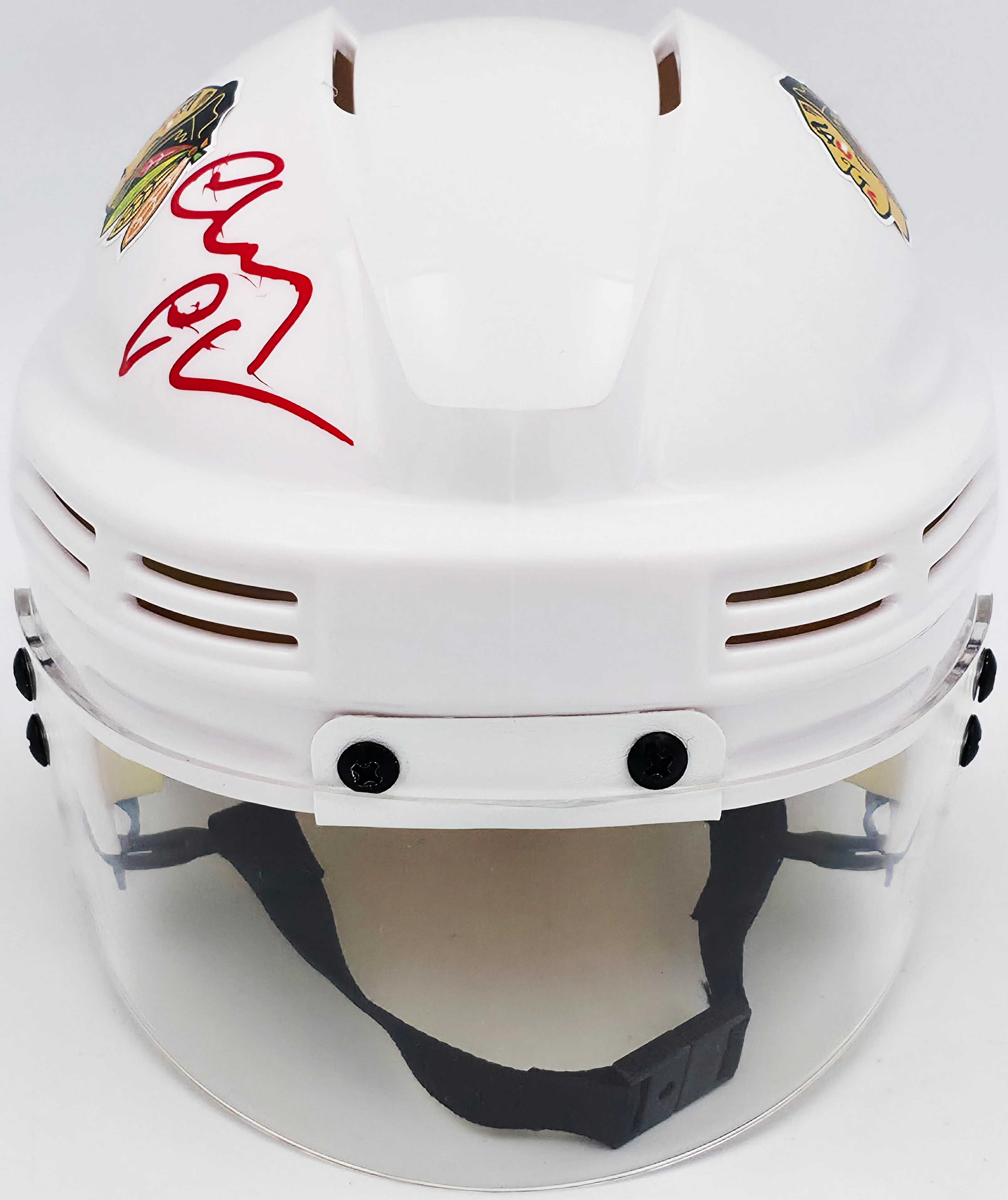 Chevy Chase Autographed Chicago Blackhawks White Speed Mini Helmet Beckett BAS QR #AD34233 - Image 3