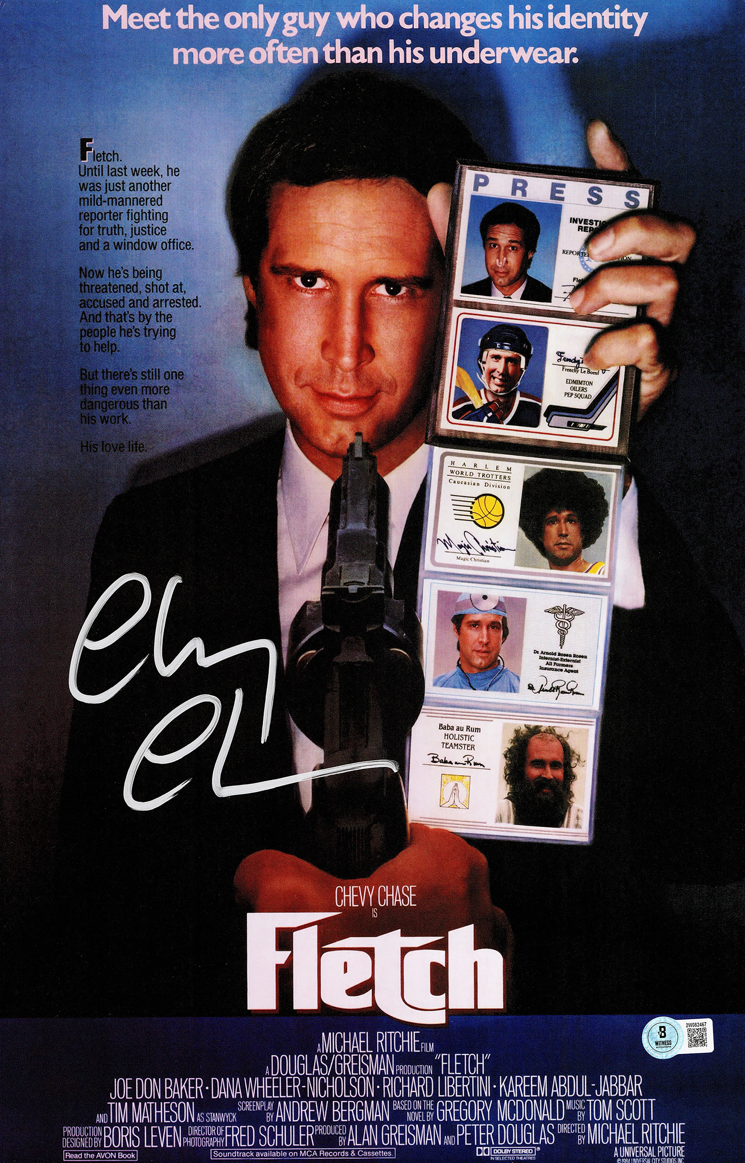 Chevy Chase Autographed Framed 11x17 Fletch Movie Poster Beckett BAS Witness Stock #256658 - Image 2