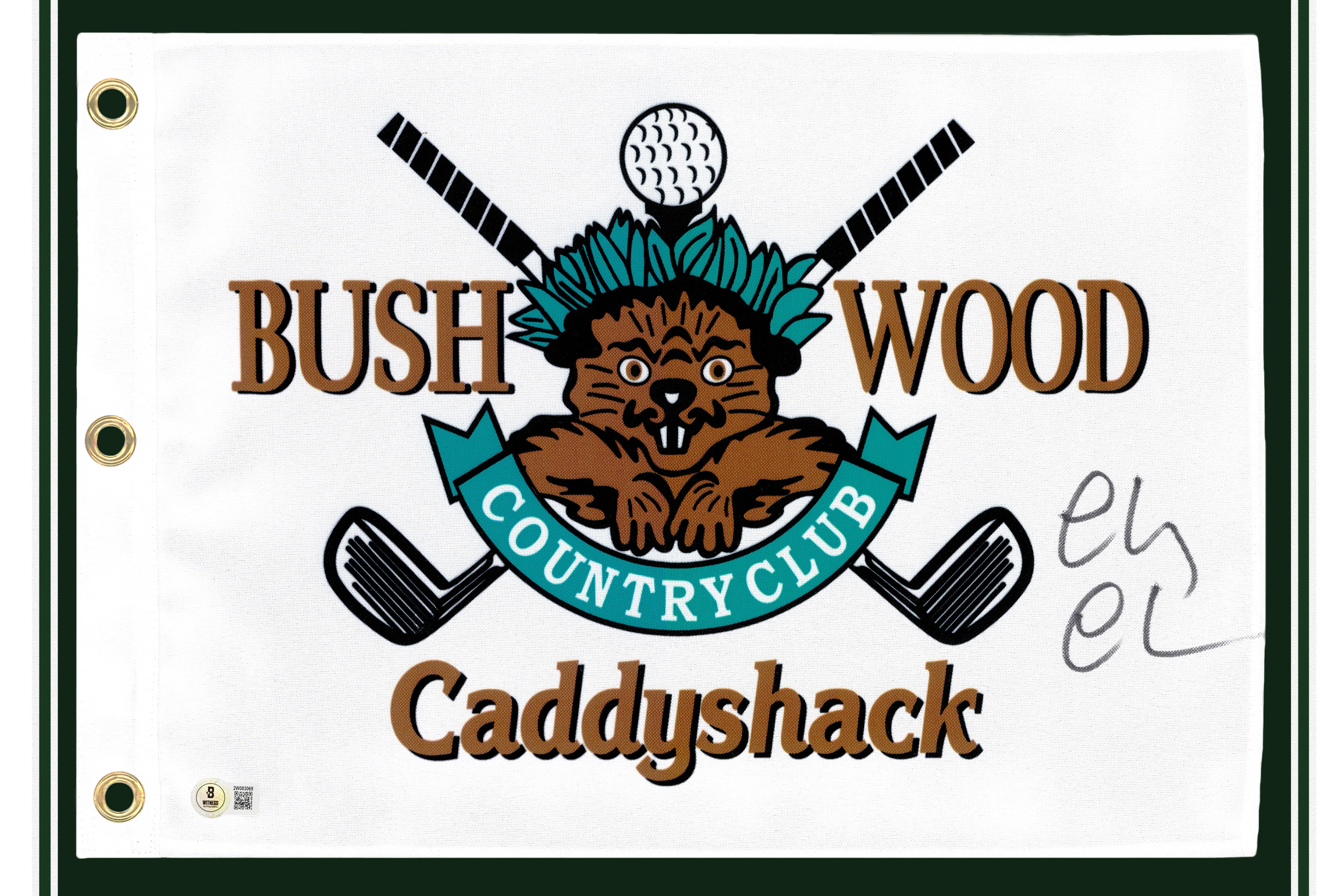 Chevy Chase Autographed Framed White Caddyshack Golf Pin Flag Beckett BAS Witness Stock #256694 - Image 2