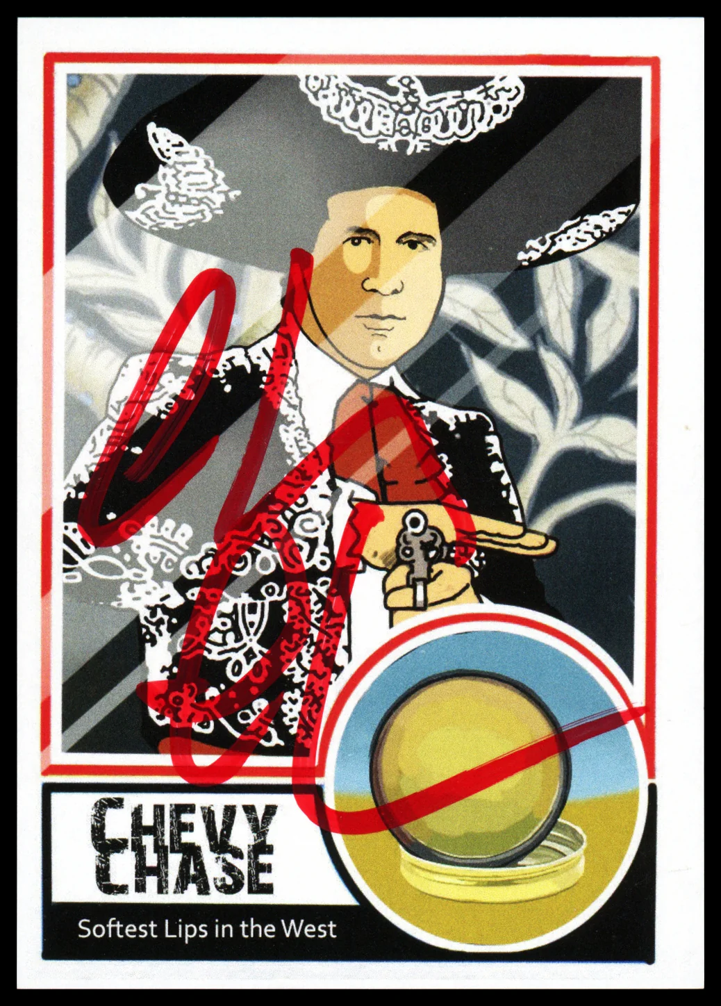 Chevy Chase Autographed Three Amigos Trading Card "Softest Lips in the West" Beckett BAS QR Stock #261950
