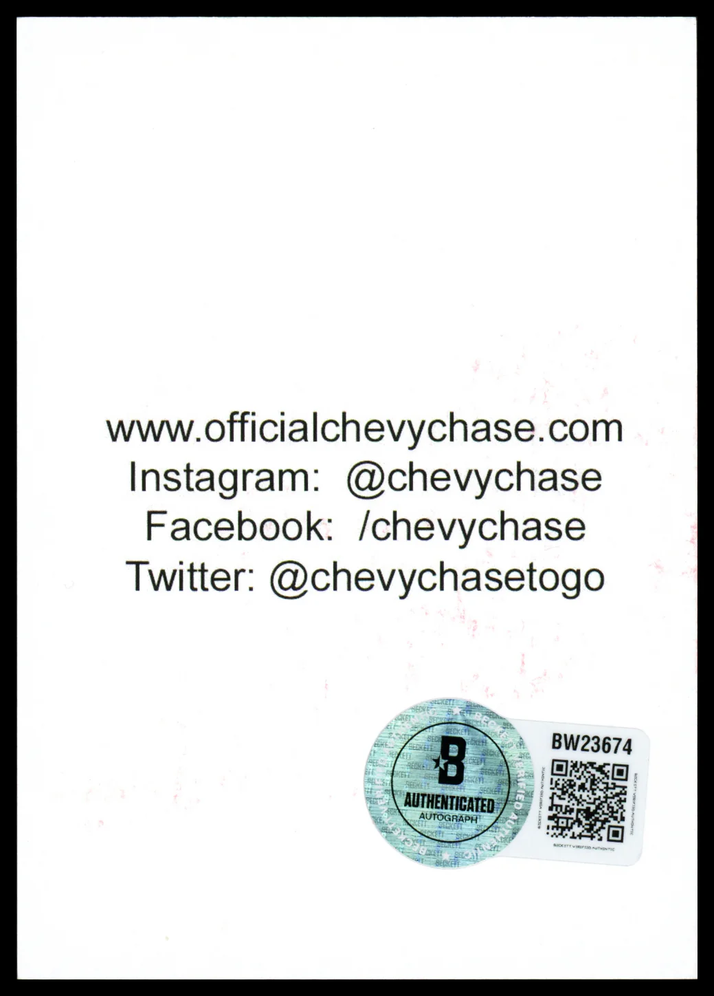 Chevy Chase Autographed Three Amigos Trading Card "Softest Lips in the West" Beckett BAS QR Stock #261950 - Image 2