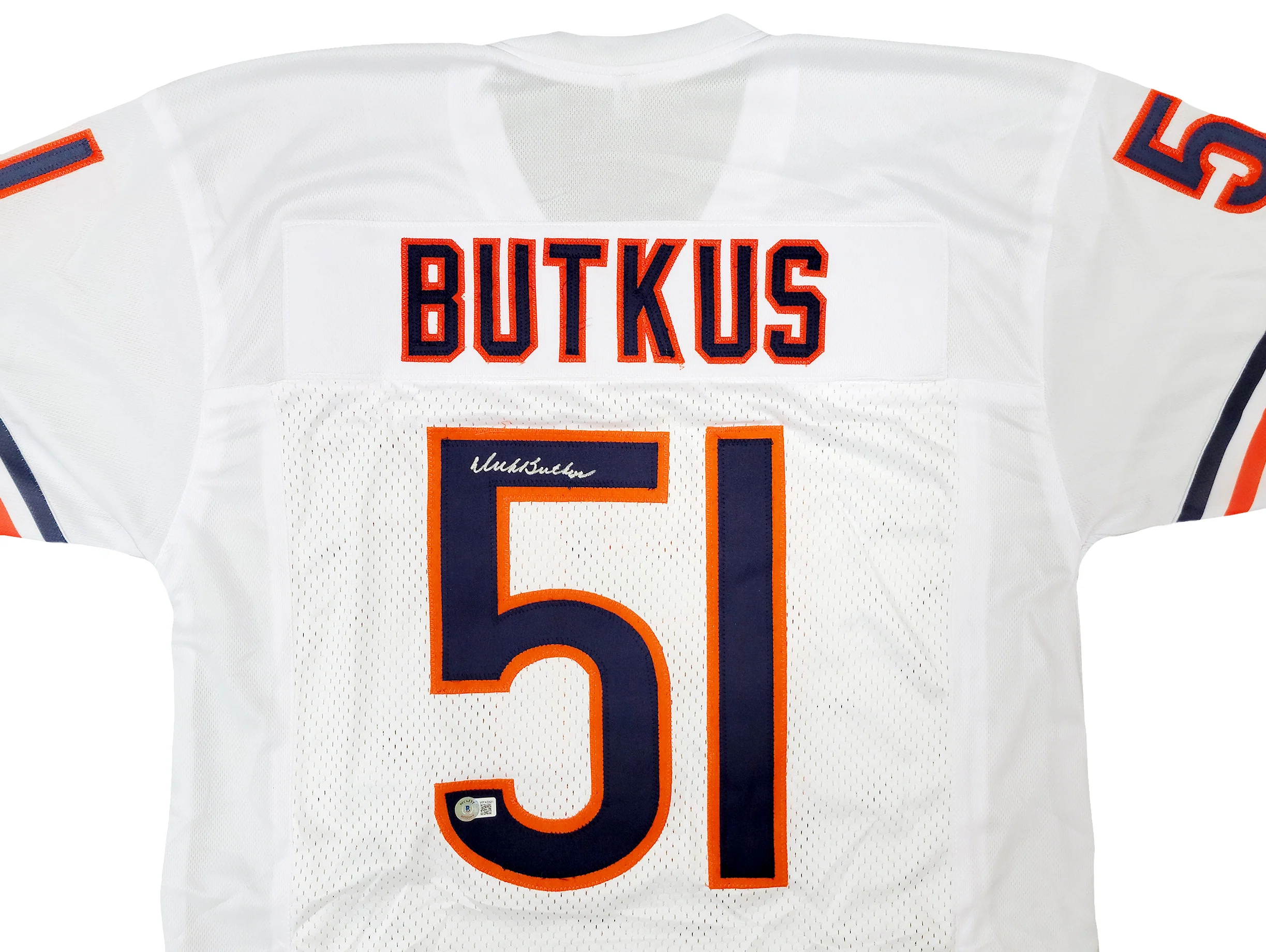 Chicago Bears Dick Butkus Autographed White Jersey Beckett BAS Witness Stock #210525 - Image 3