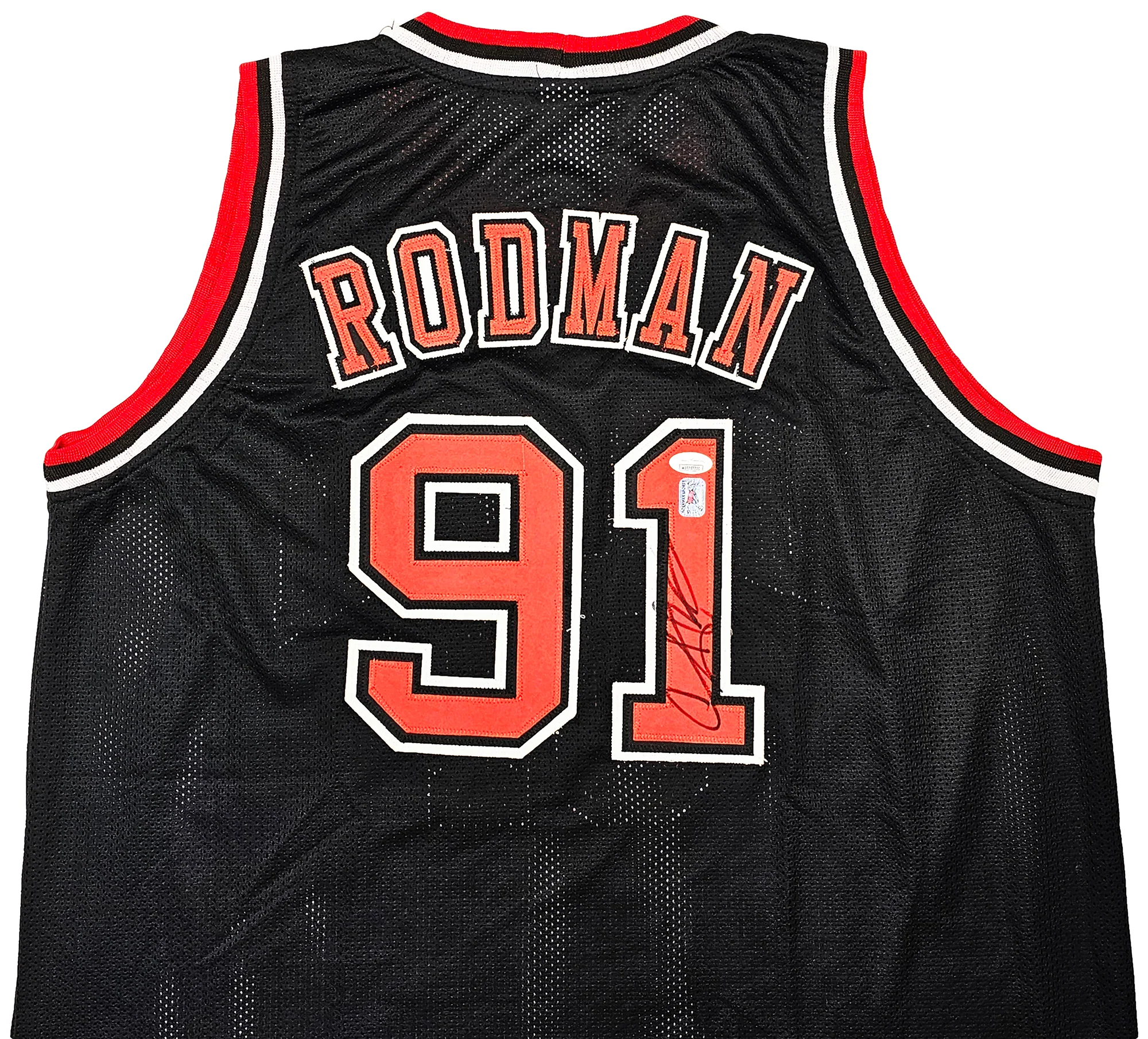 Chicago Bulls Dennis Rodman Autographed Black Jersey JSA Stock #215736 - Image 3