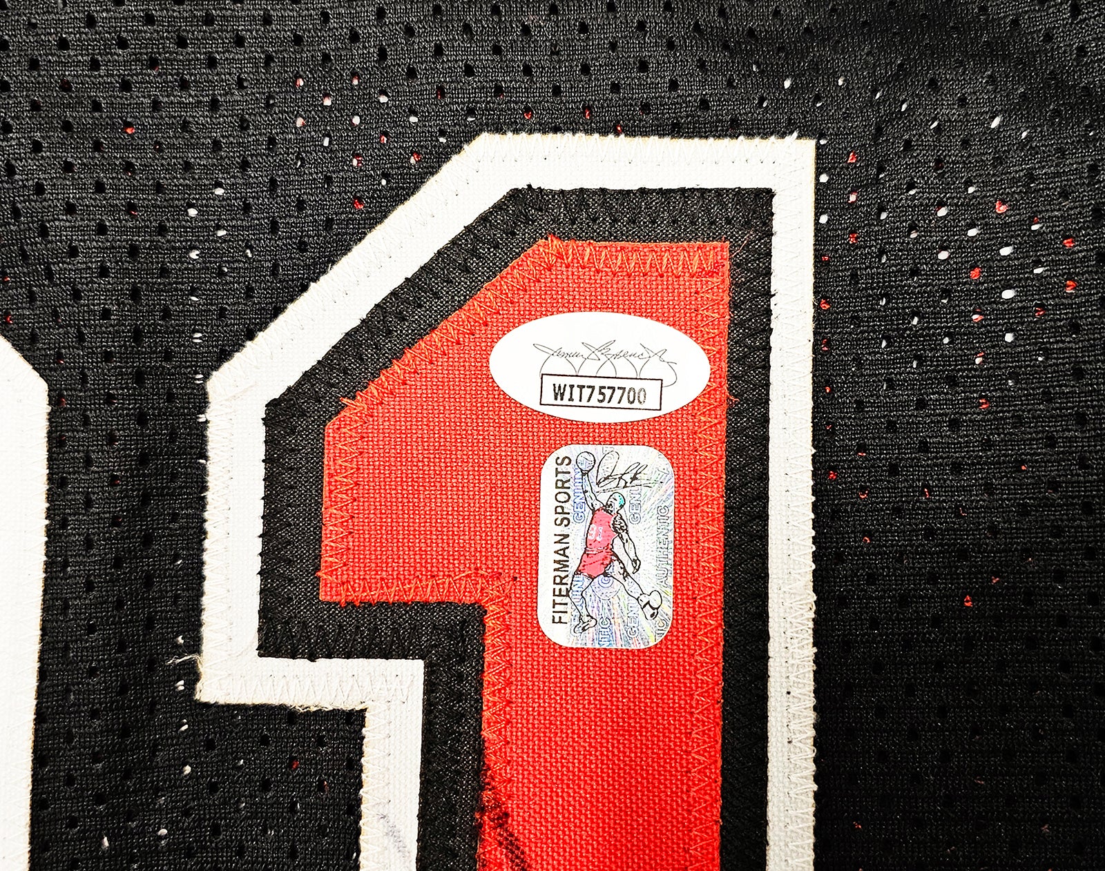 Chicago Bulls Dennis Rodman Autographed Black Jersey JSA Stock #215736 - Image 5