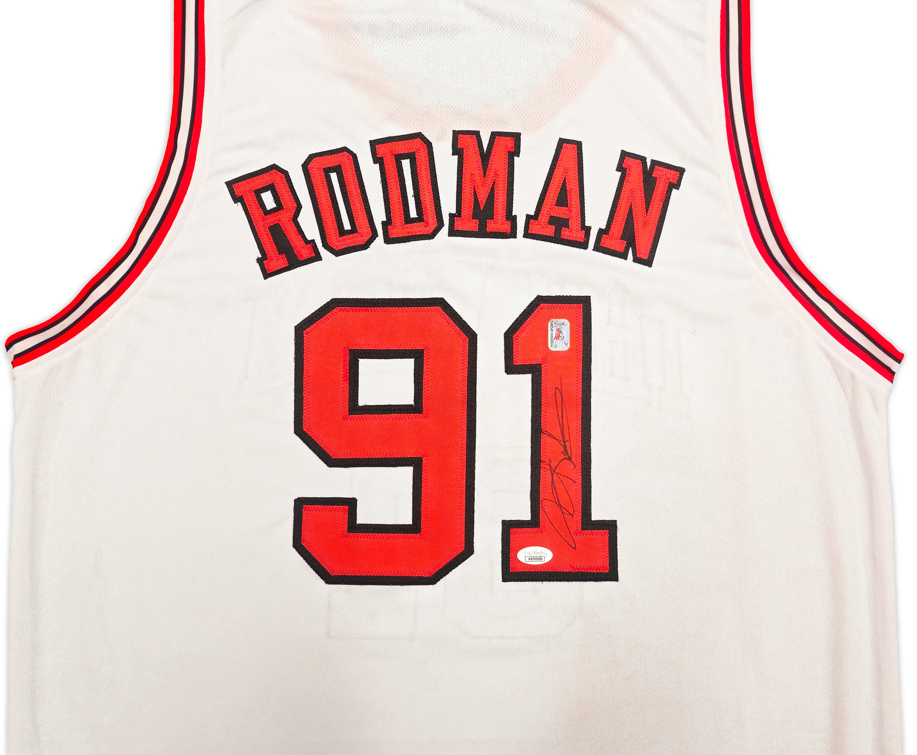 Chicago Bulls Dennis Rodman Autographed White Jersey JSA Stock #237054 - Image 3