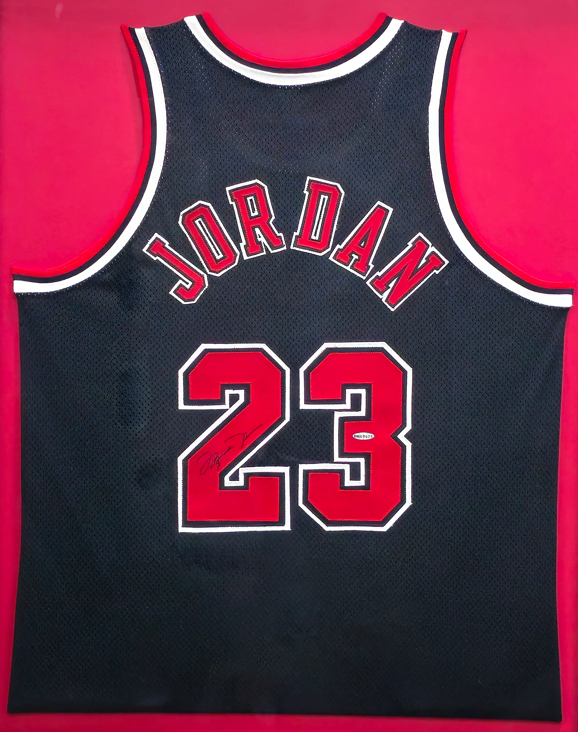 Chicago Bulls Michael Jordan Autographed Framed Black Nike Jersey UDA Holo #BAE60075 - Image 2