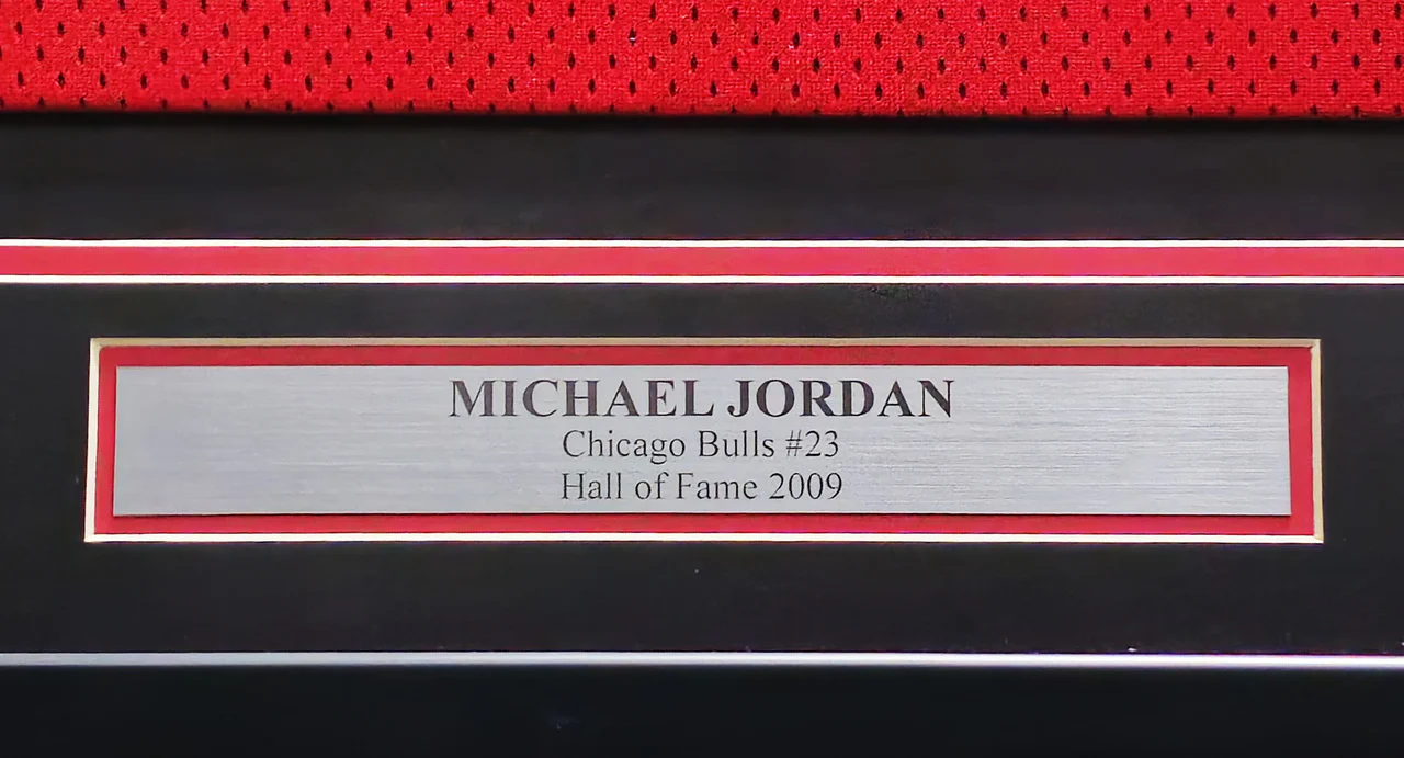 Chicago Bulls Michael Jordan Autographed Framed Red Authentic Jersey Vintage Signature PSA/DNA & Beckett BAS #AE07407 - Image 4