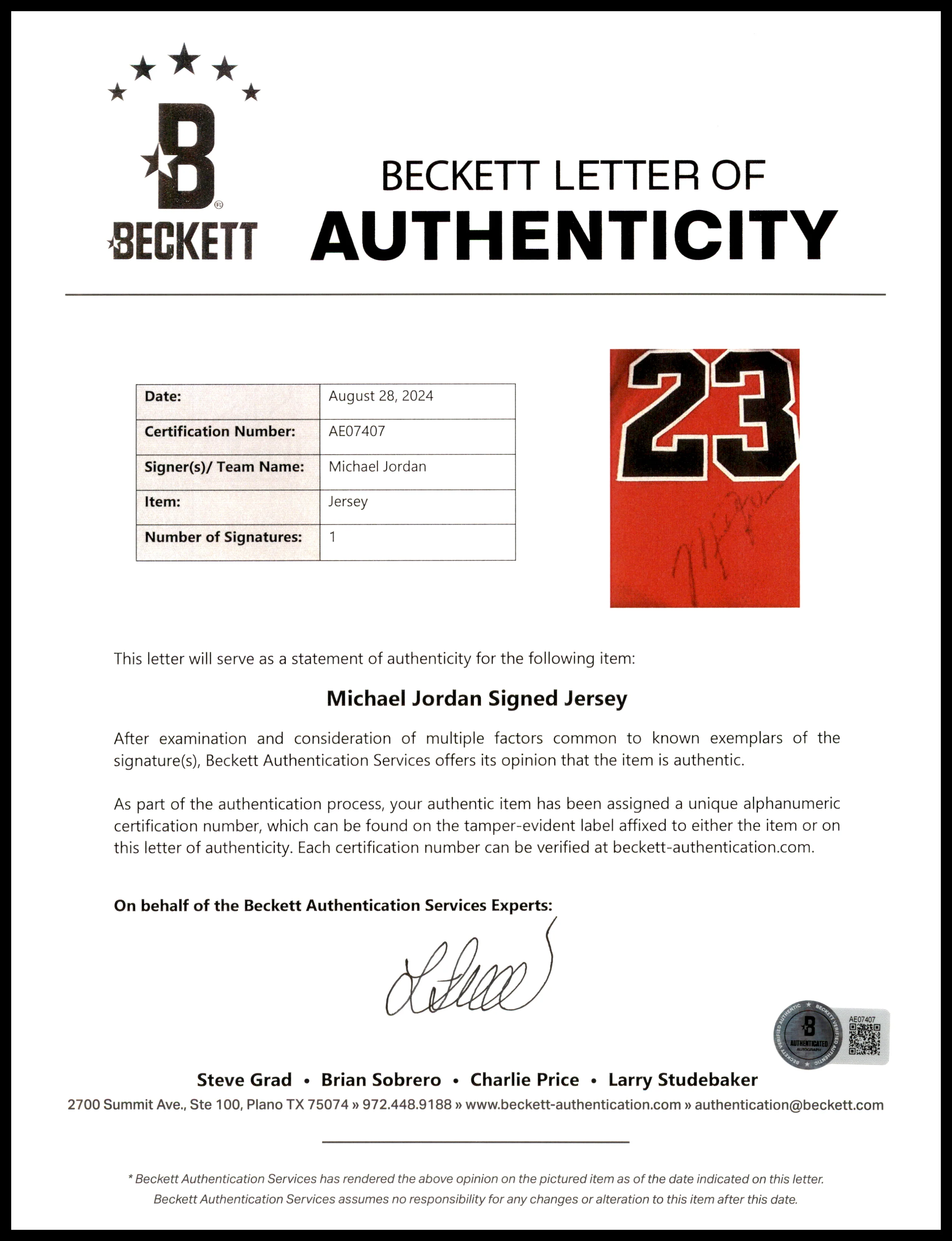Chicago Bulls Michael Jordan Autographed Framed Red Authentic Jersey Vintage Signature PSA/DNA & Beckett BAS #AE07407 - Image 5